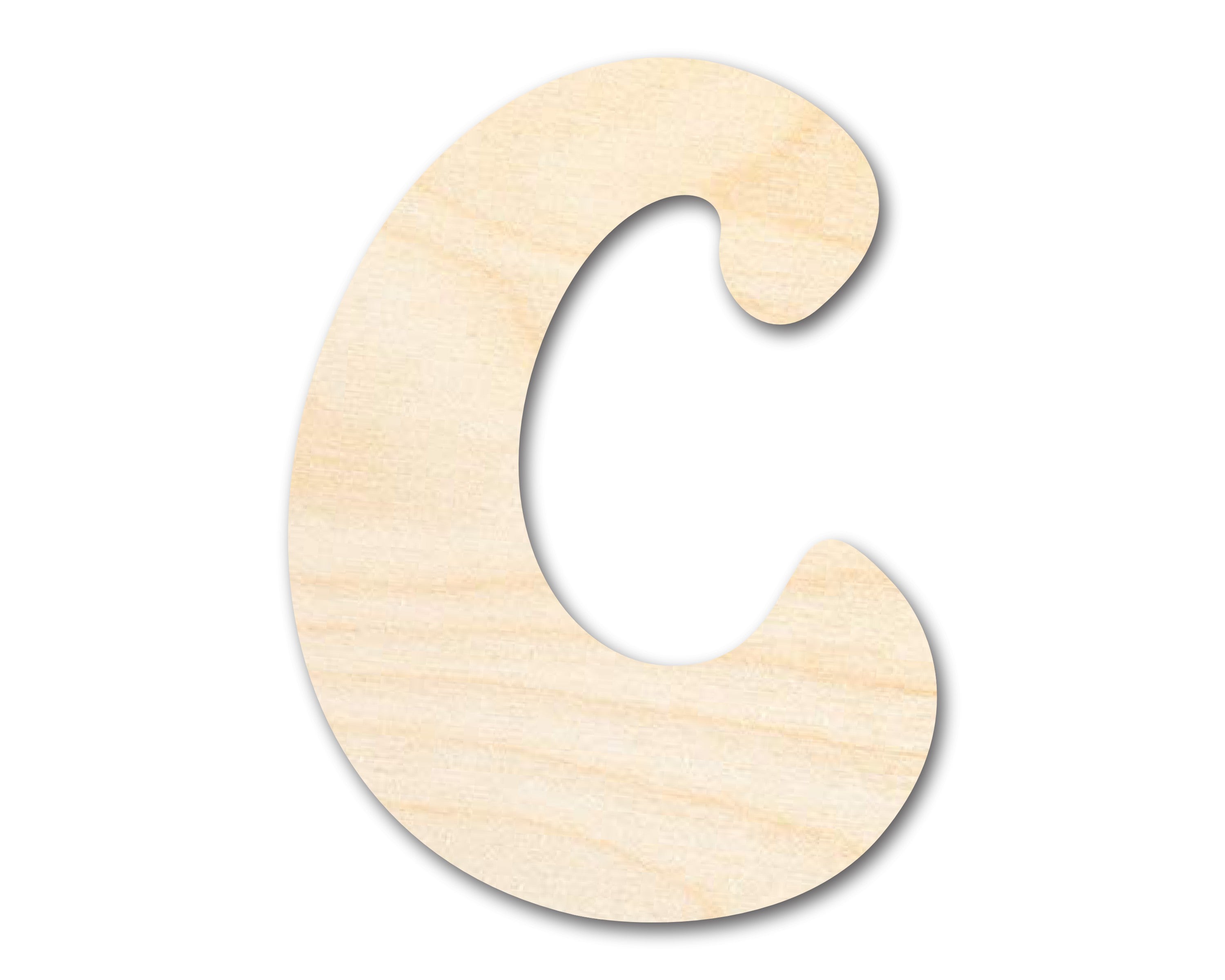 Unfinished Baltic Birch Wood Groovy C Font Shape DIY Craft Cutouts - Up to 46 Inches for Multiple DIY Projects