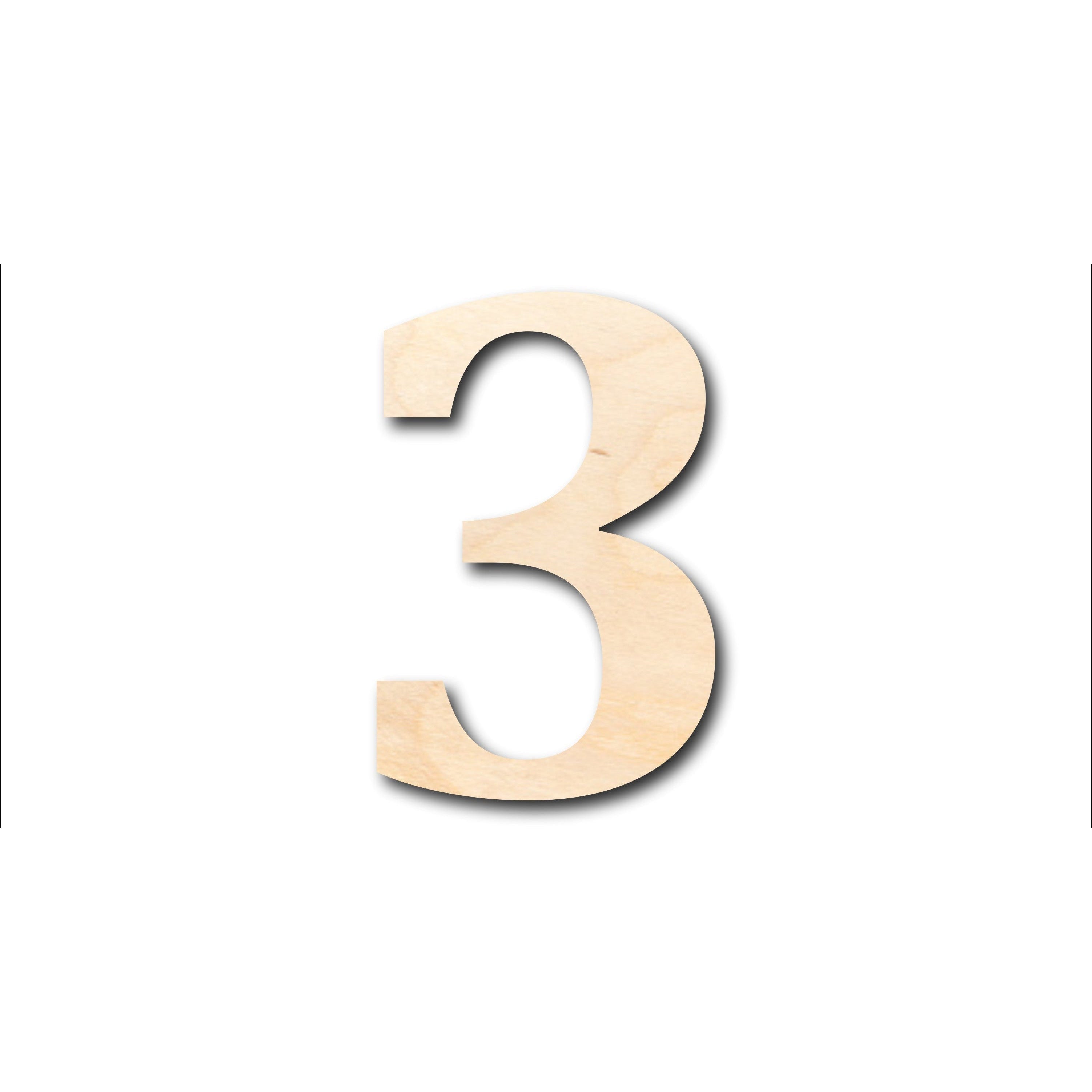 Unfinished Wood Cambria Number 3 Shape - Ideal for DIY Craft Projects up to 46 Pieces