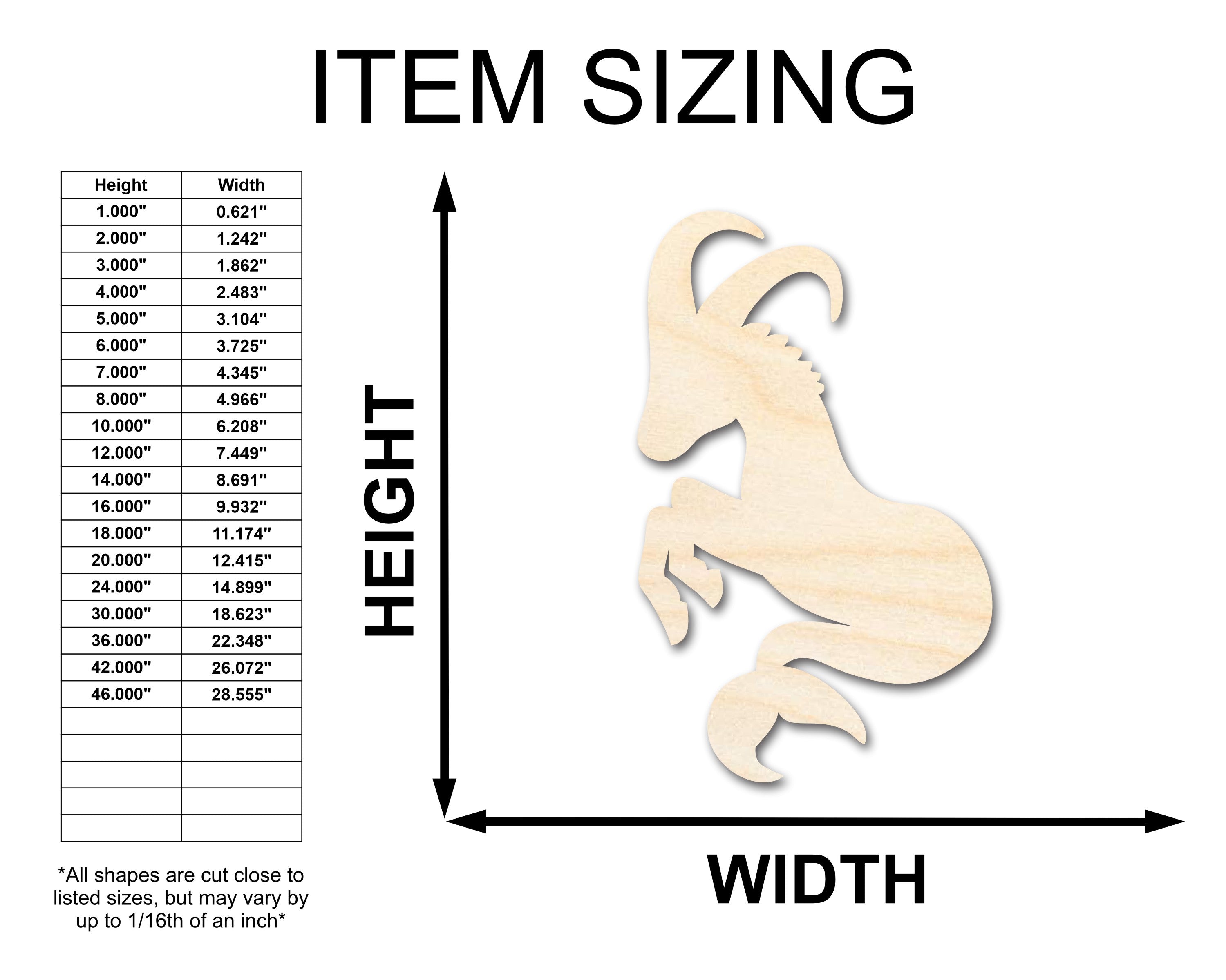 Unfinished Craft Wood in the Shape of Capricorn Sea Goat for Zodiac - Sizes up to 46 Inches