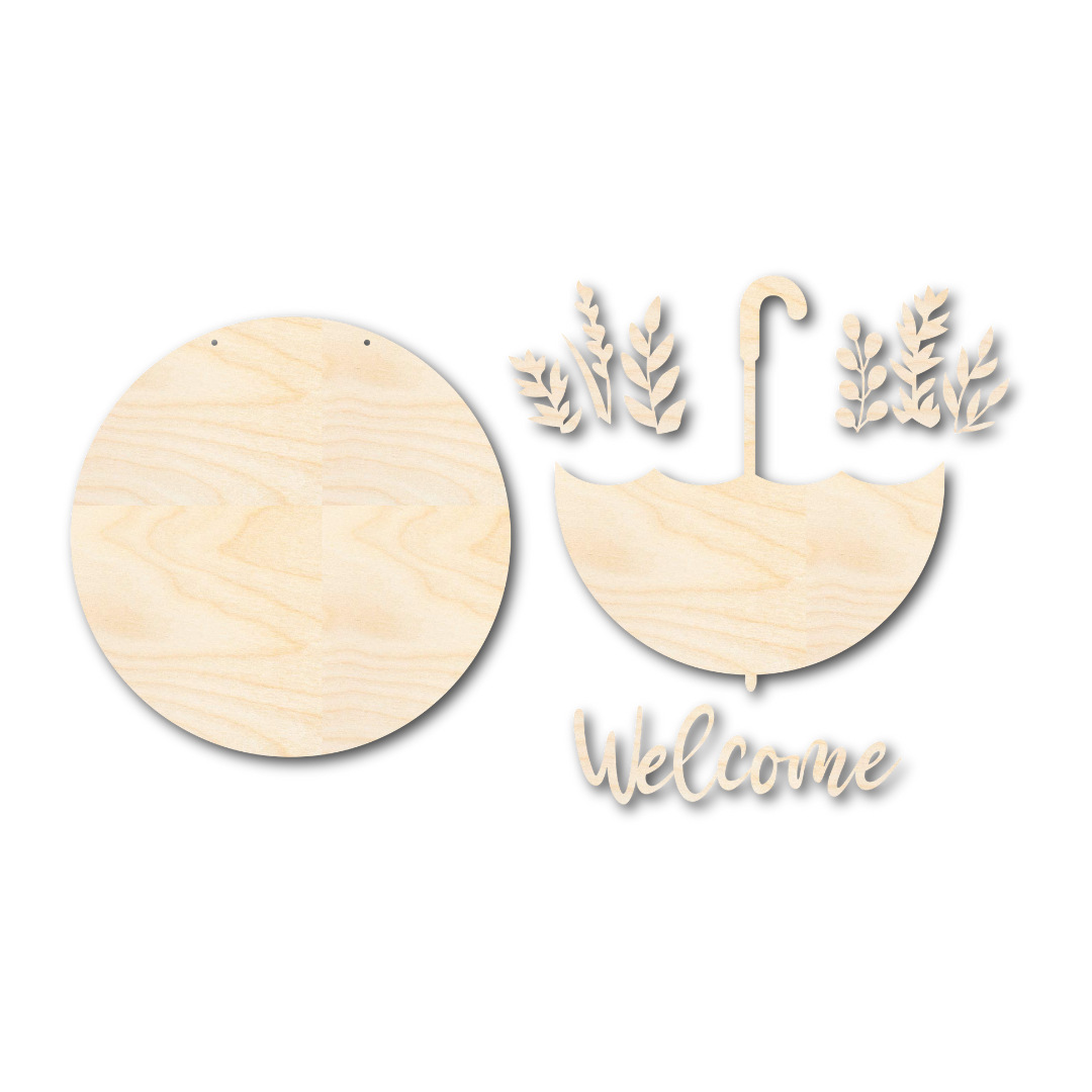 Unfinished Wood Spring Welcome Door Sign Craft Kit - 1/4 Inch Thick Wood Cutouts for Decorative Use