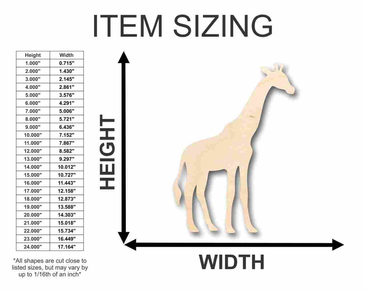 DIY Unfinished Wood Giraffe Shape Craft - Up to 24 Inches