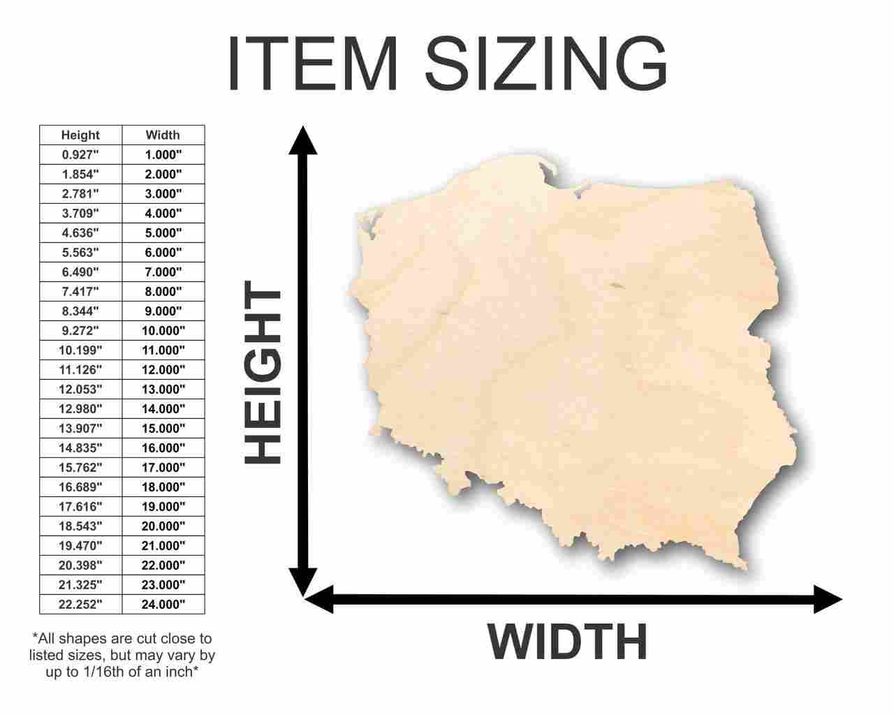 DIY Unfinished Poland - Shaped Wood Craft up to 46 - inch Width