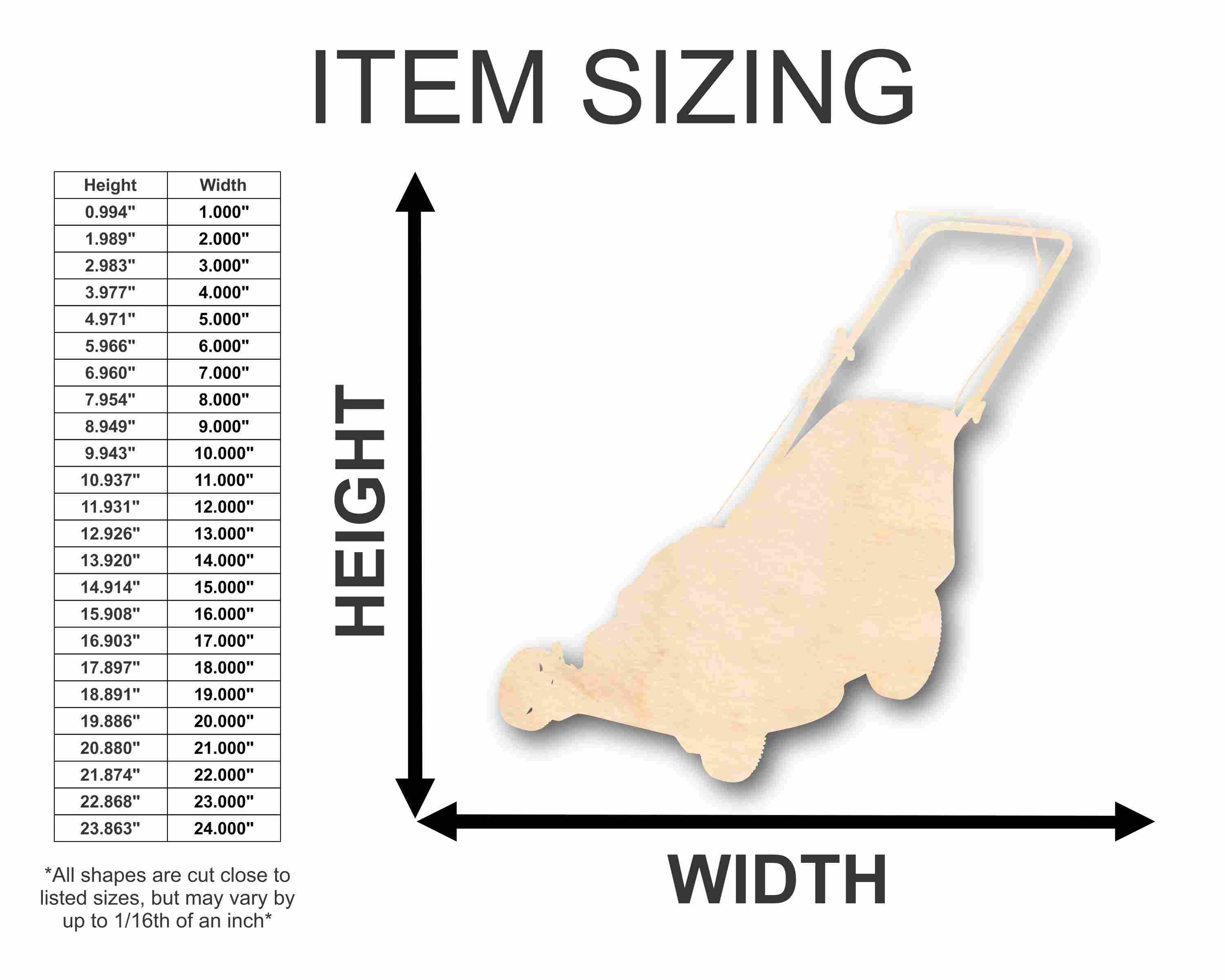 DIY Unfinished Wood Mower Silhouette for Up to 46 Craft Projects