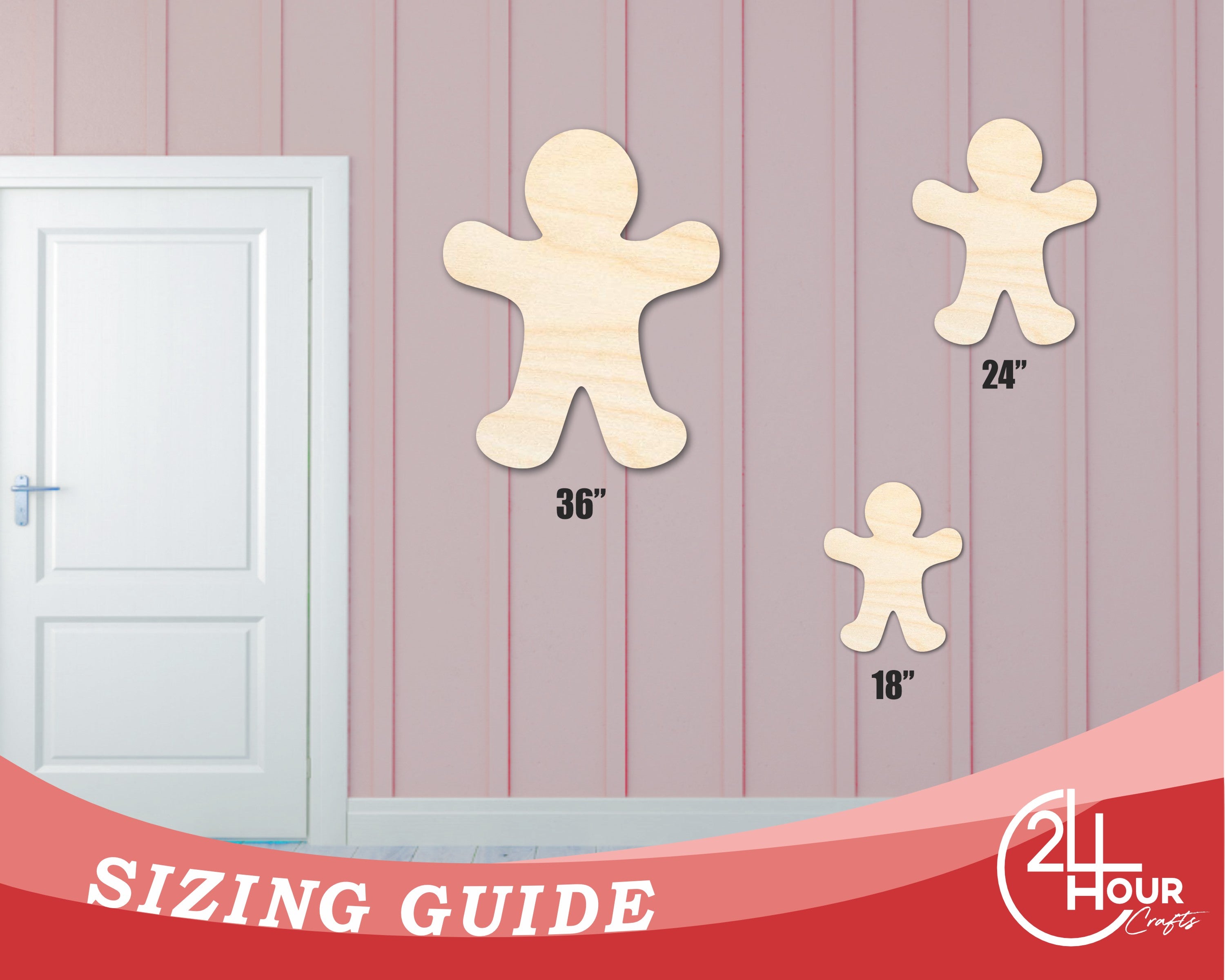 Enhanced Unfinished Wood Gingerbread Man Shape for DIY Crafts