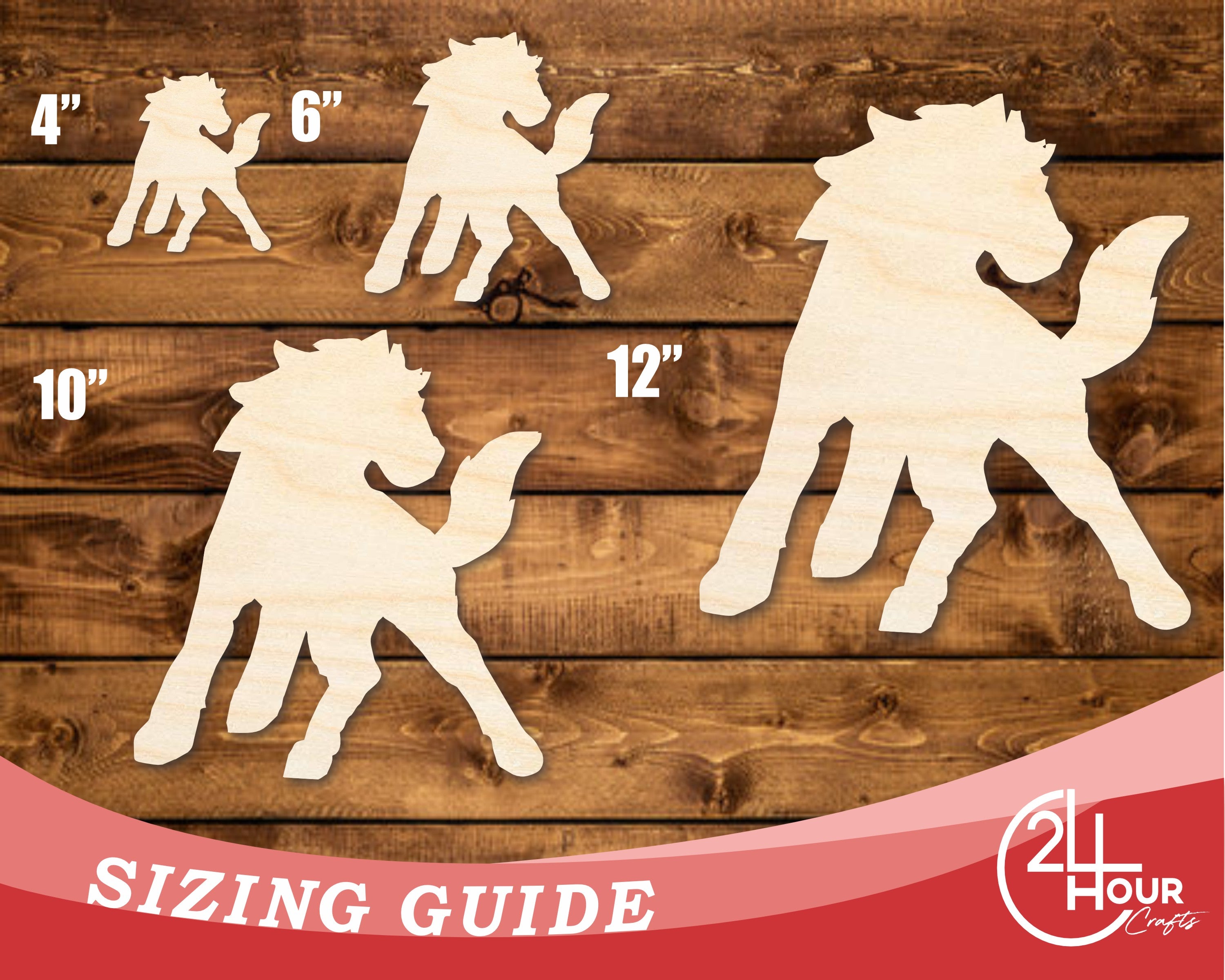 DIY Unfinished Premium Wood Mustang Mascot Cutout, Up to 46 Inches