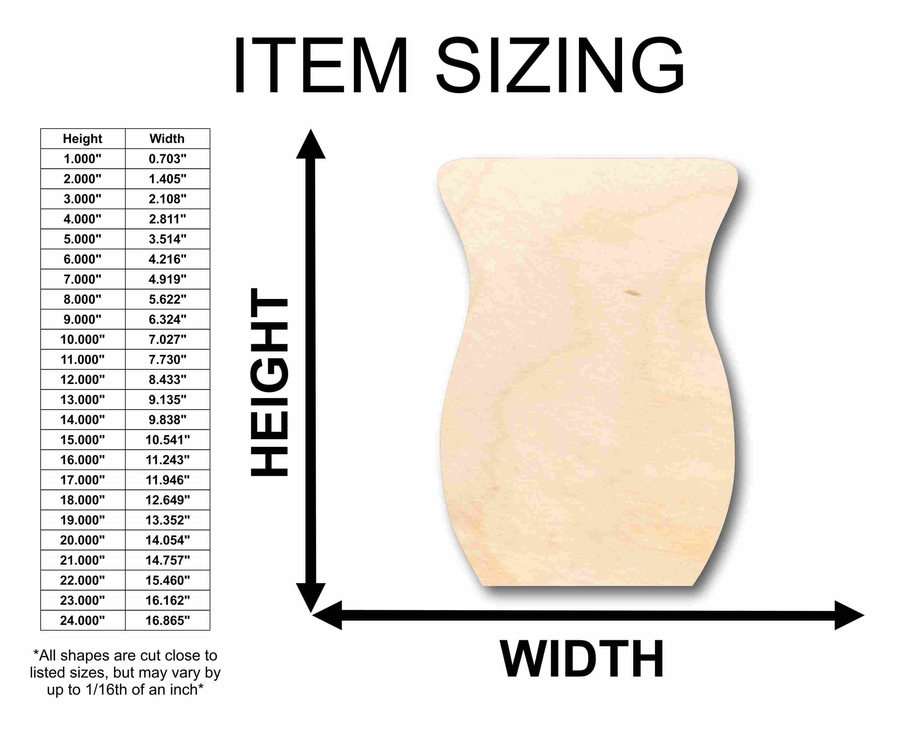 Unfinished Baltic Birch Wood Flower Vase Silhouette - Ideal for Up to 46 DIY Craft Projects