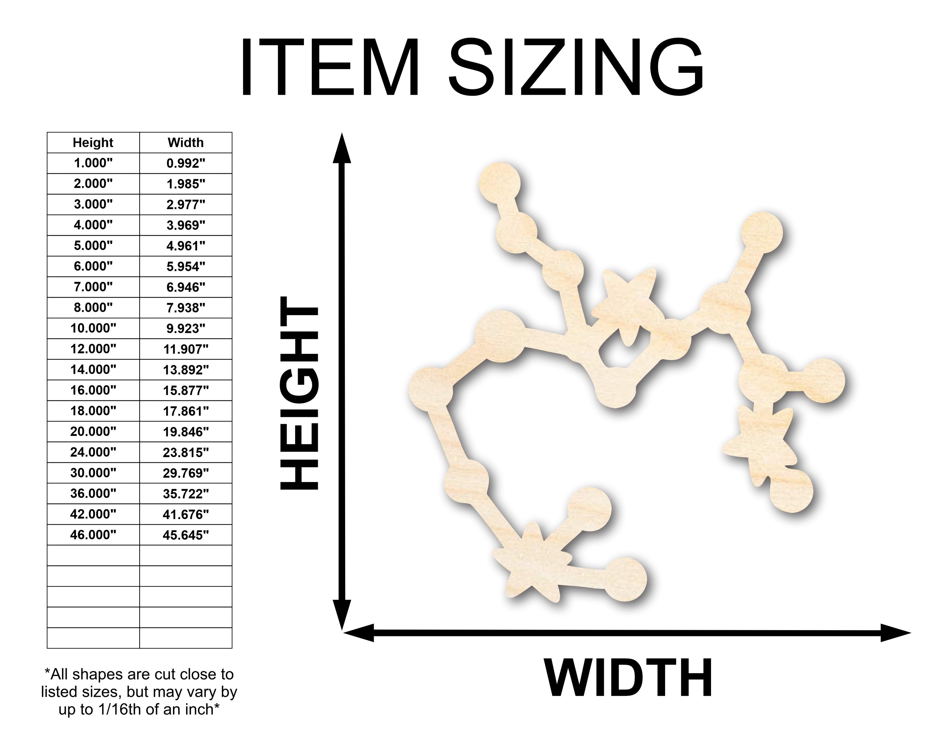 Unfinished Baltic Birch Wood Sagittarius Constellation Shape for Zodiac Crafts (Up to 36