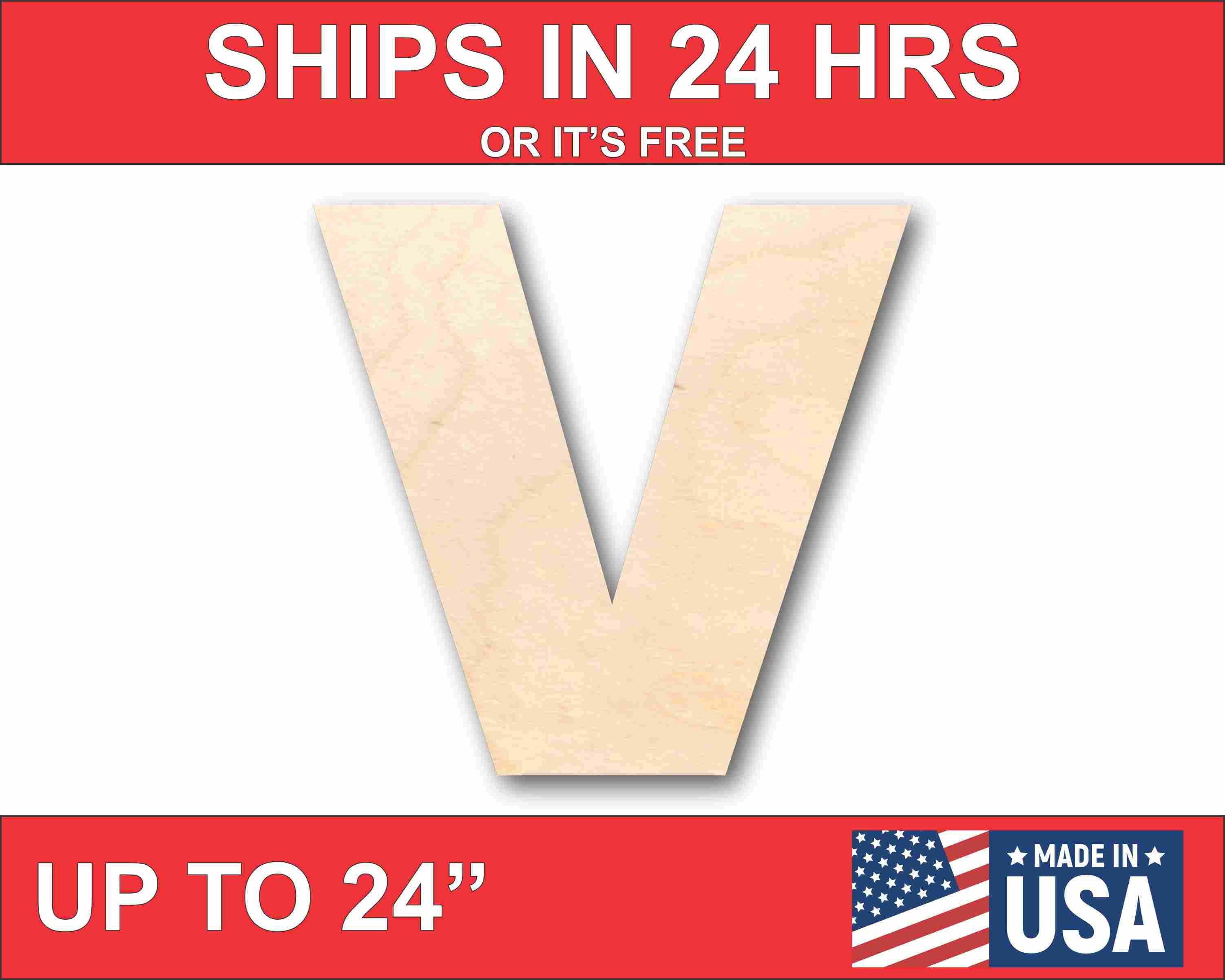 Unfinished Wood Craft Block Letter V for Up to 46 DIY Projects