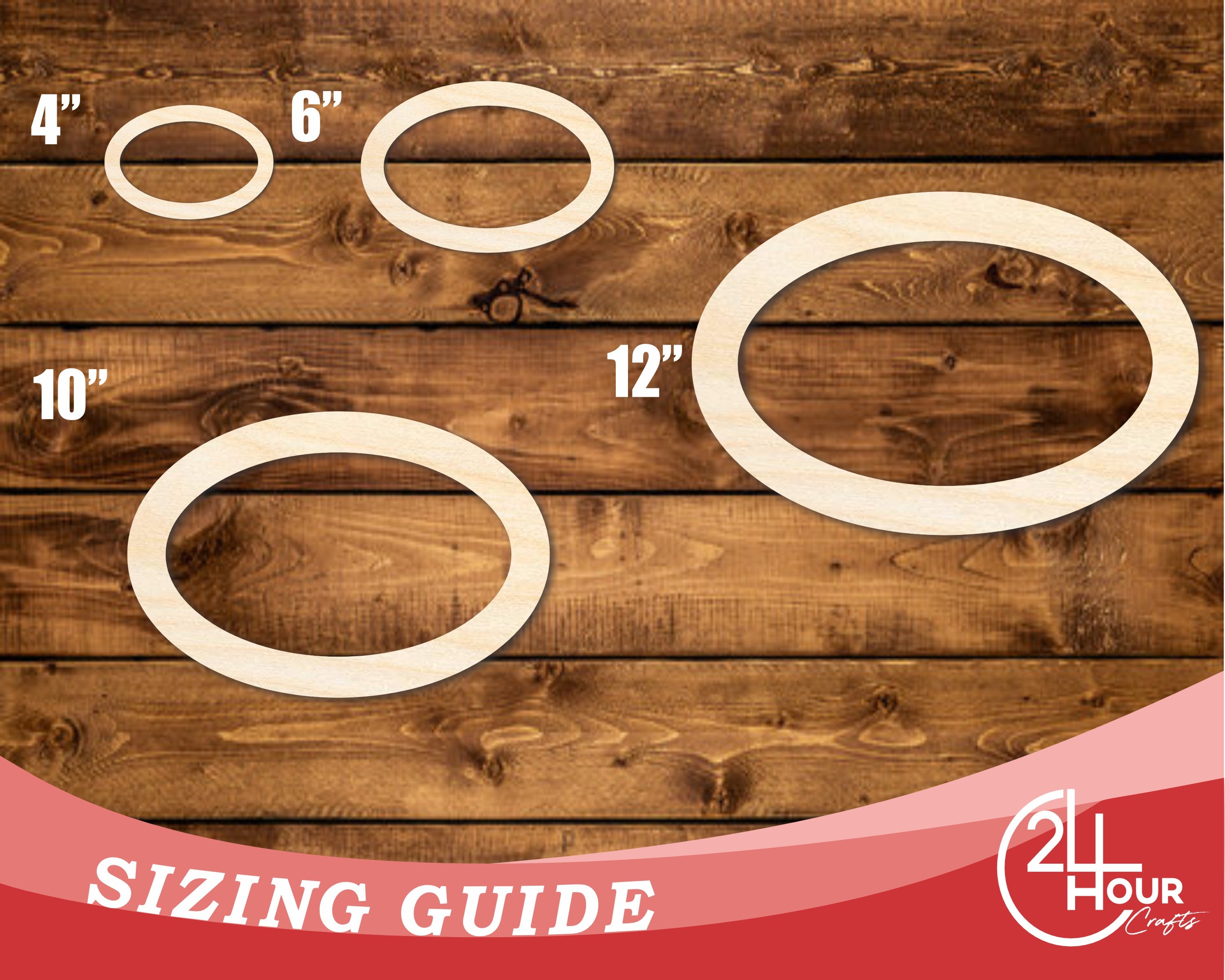Unfinished Baltic Birch Wood Oval Outline Shape DIY Craft Cutout with Up to 46 Different DIY Options
