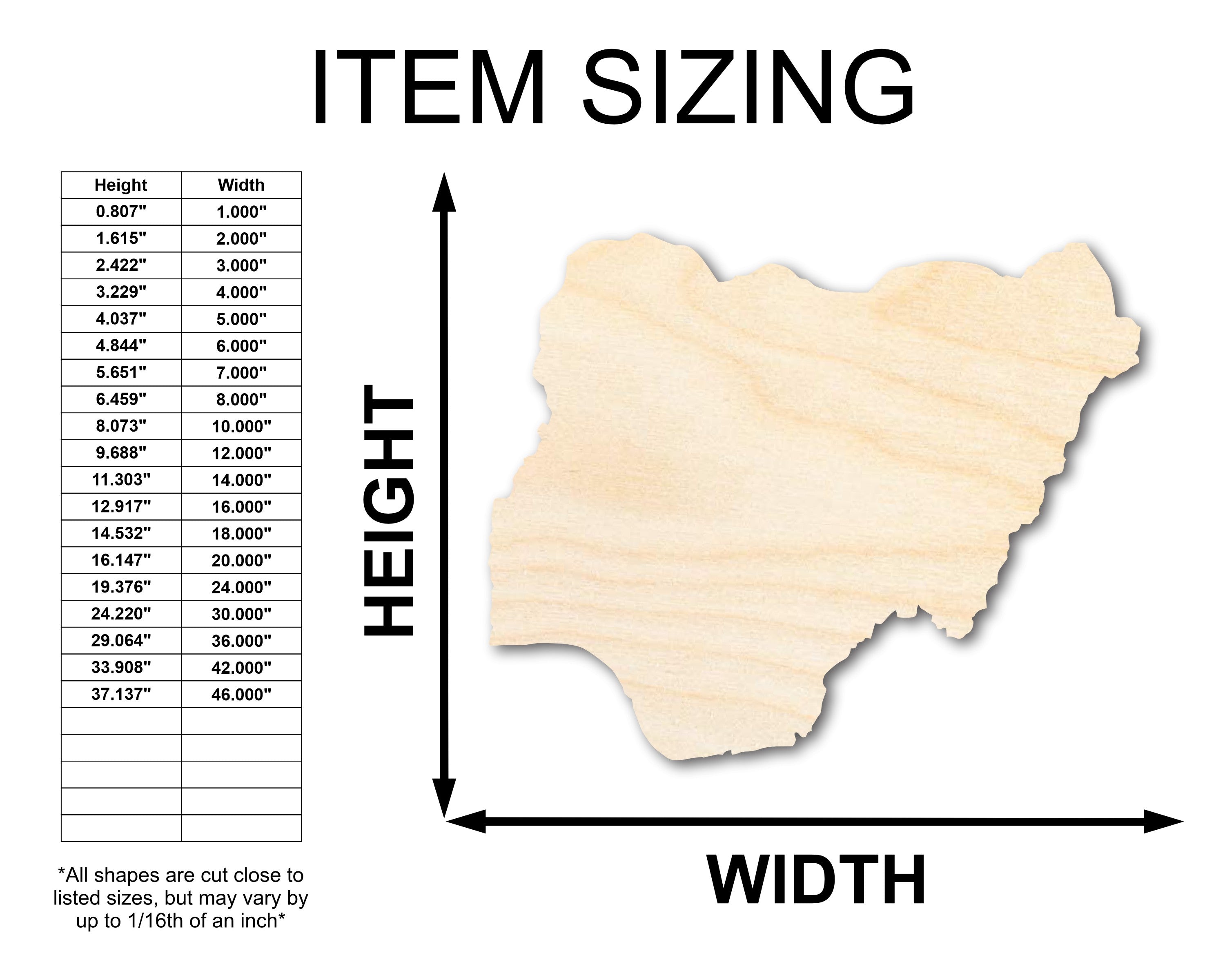 Unfinished Wood Nigeria-shaped DIY Crafts for West Africa - Up to 46 Pieces Available for Do-it-yourself Projects