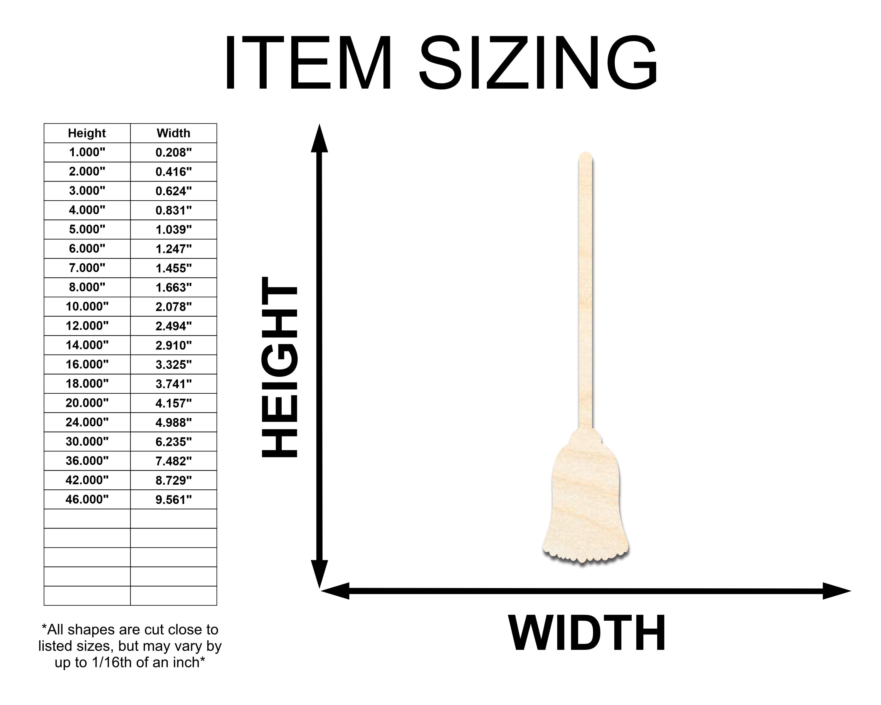 Unfinished Baltic Birch Wood Broom - Shaped Craft Cutout for Up to 46 DIY Projects