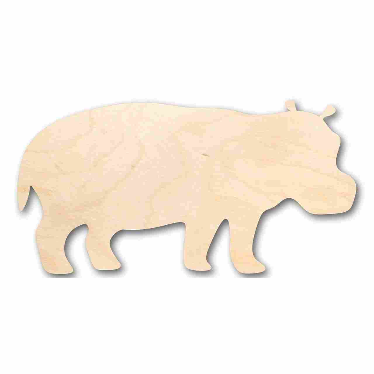 DIY Unfinished Wood Hippo Shapes for Safari Crafts, Sizes up to 24'