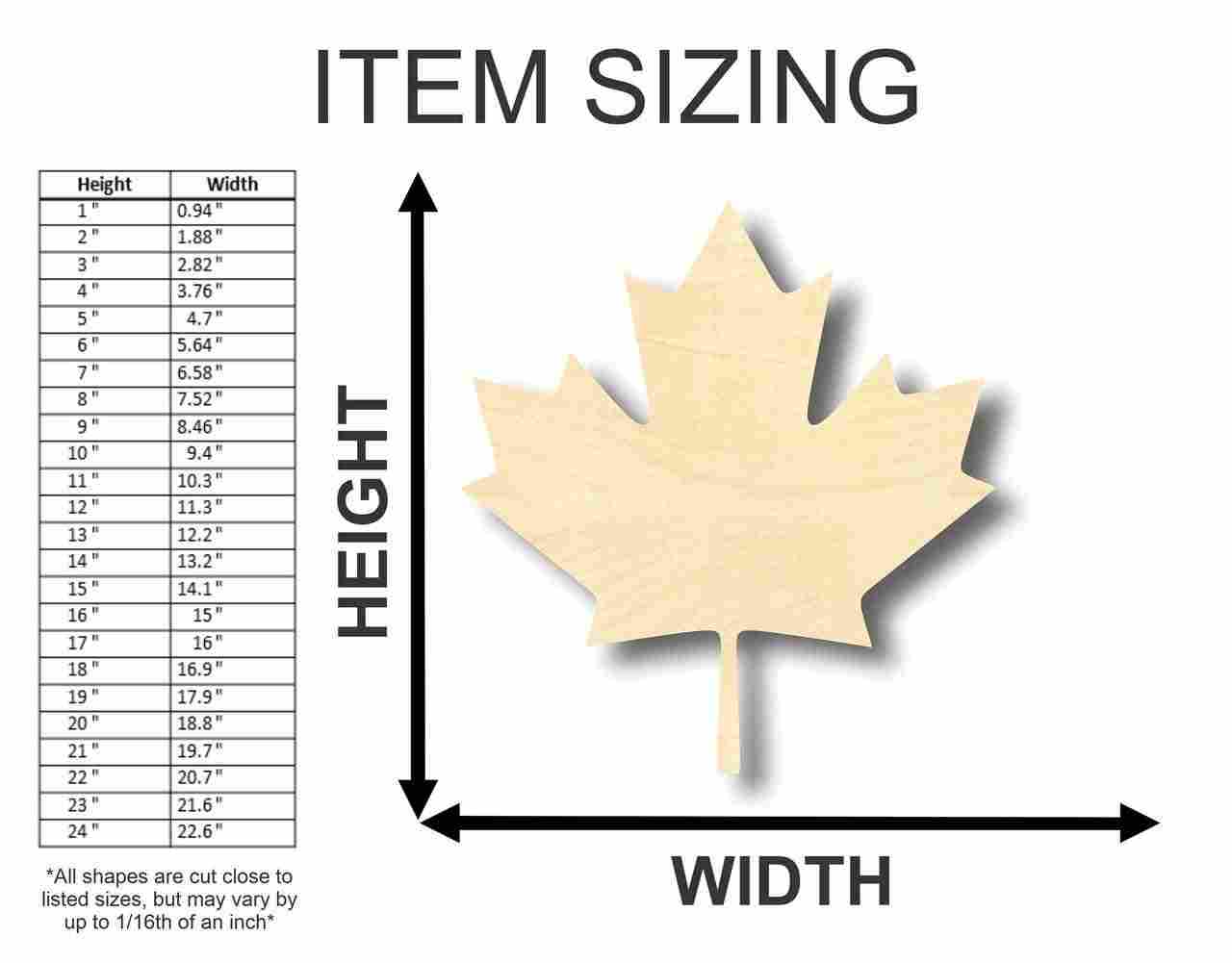 DIY Unfinished Canadian Maple Leaf Shaped Wood Crafts up to 46