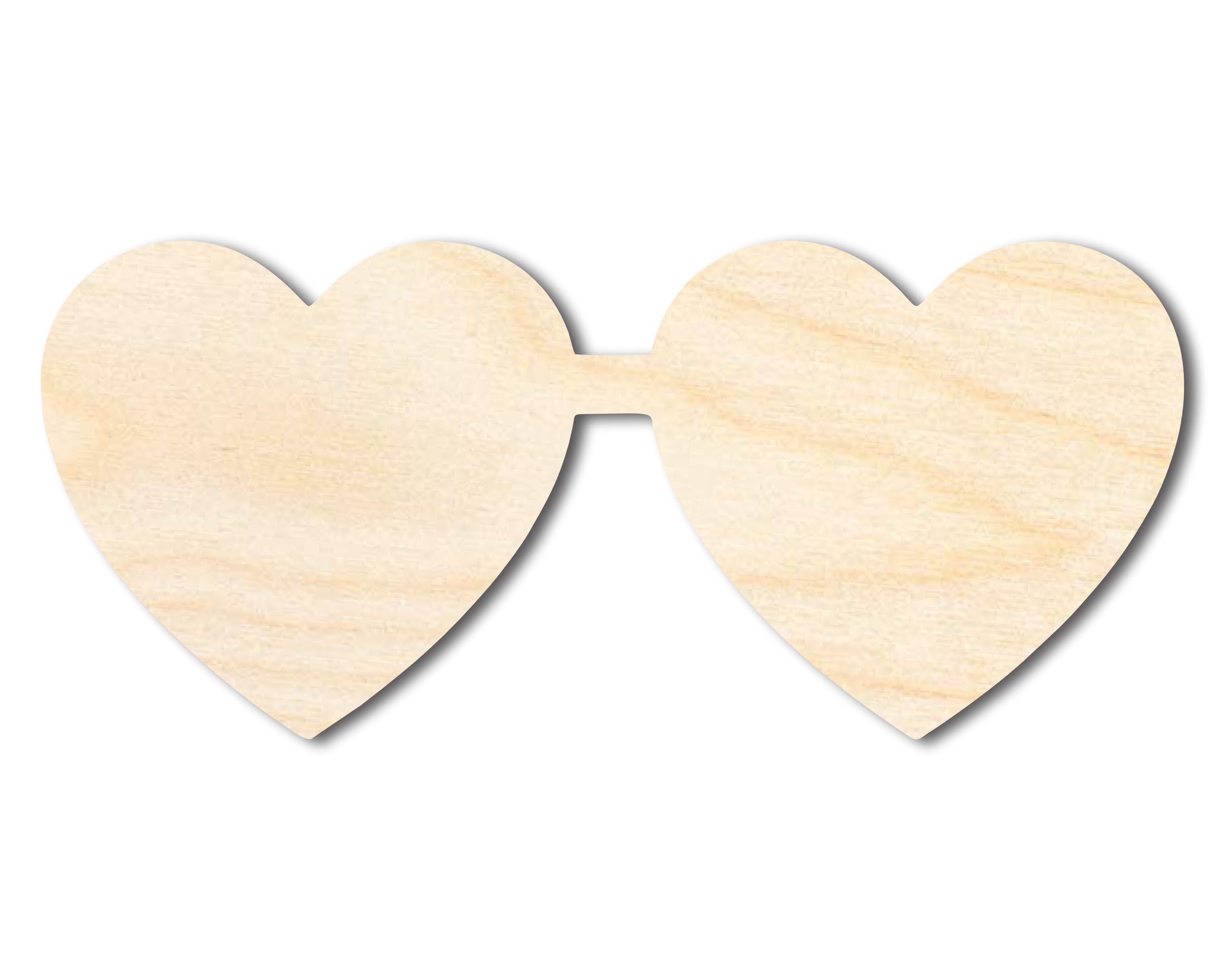 Unfinished Wood Heart Glasses Shape | DIY Craft Cutout | up to 46 DIY
