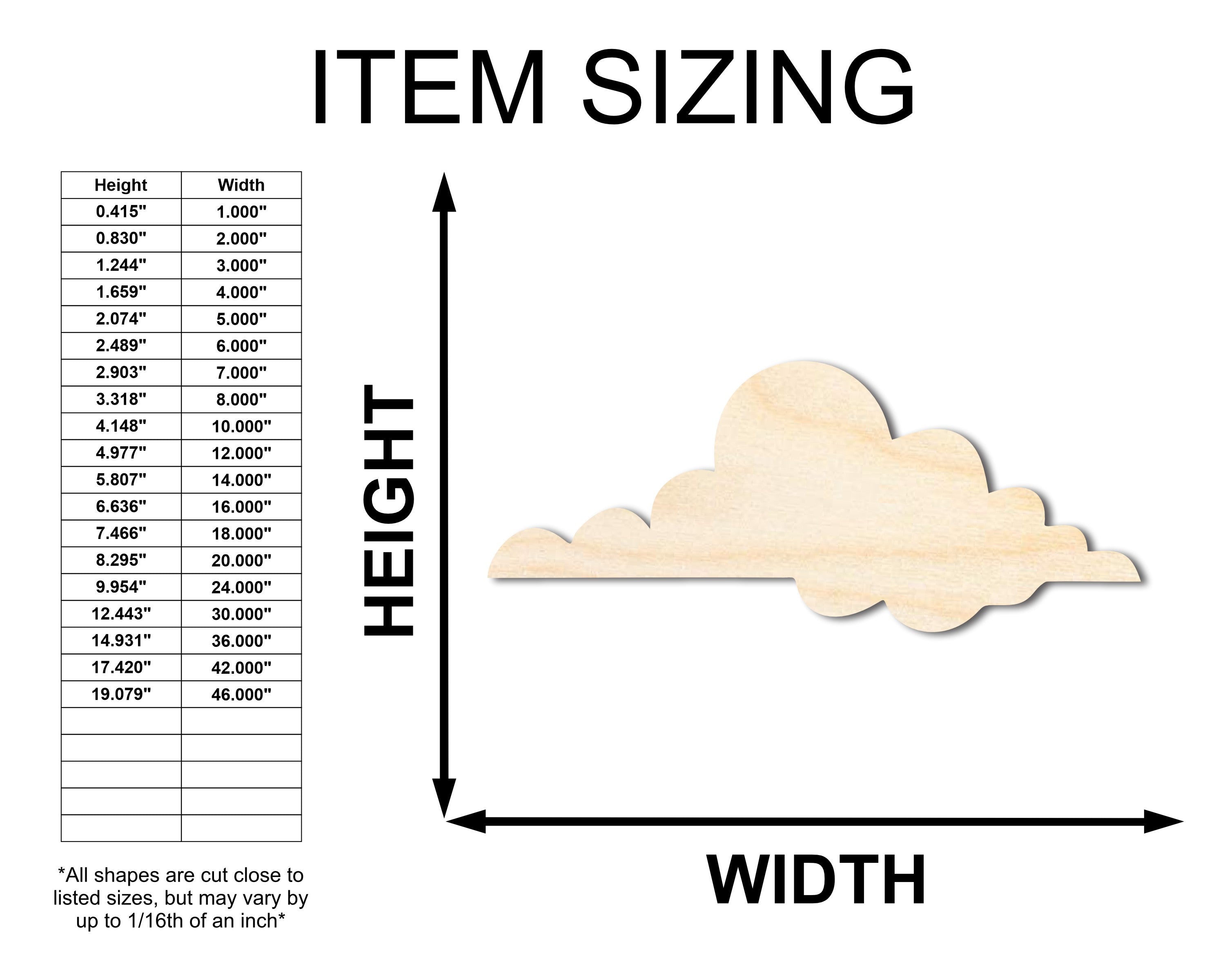 Large Unfinished Wood Cloud - Shaped Craft Pieces up to 46 Inches