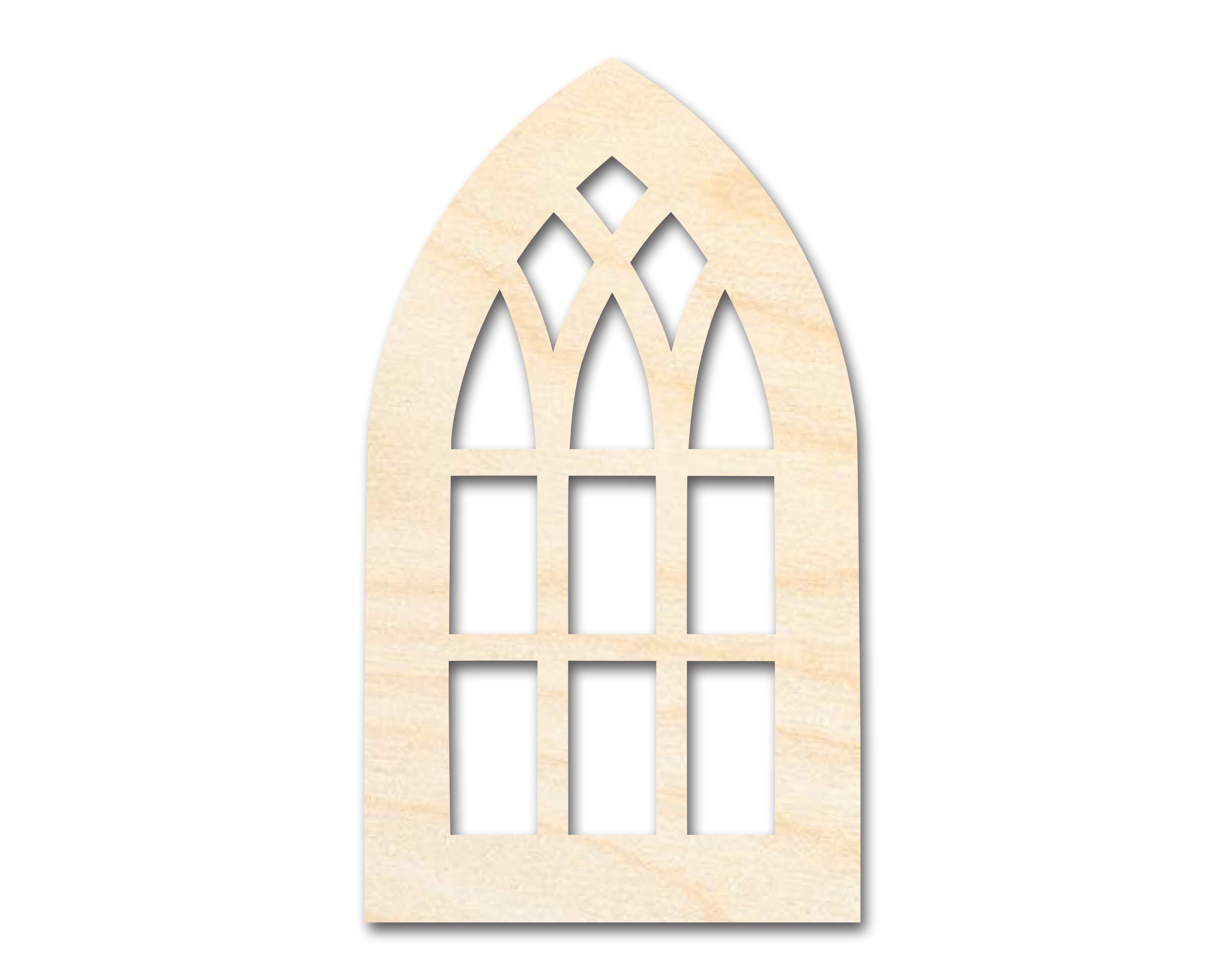 Unfinished Baltic Birch Wood Gothic Window Shape Craft Cutouts for Up to 46 DIY Projects