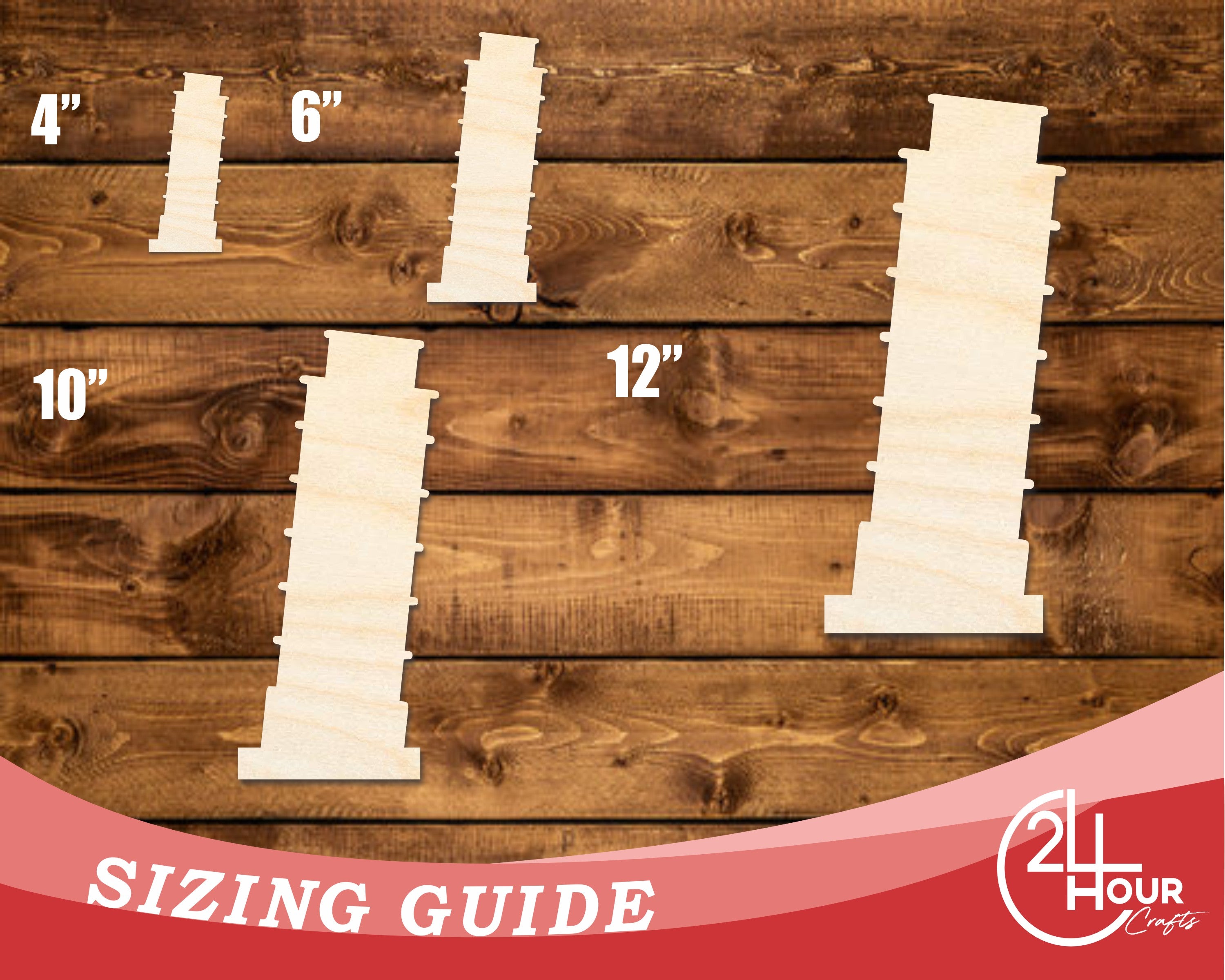 DIY Unfinished Baltic Birch Wood Leaning Tower of Pisa Cutout up to 46"