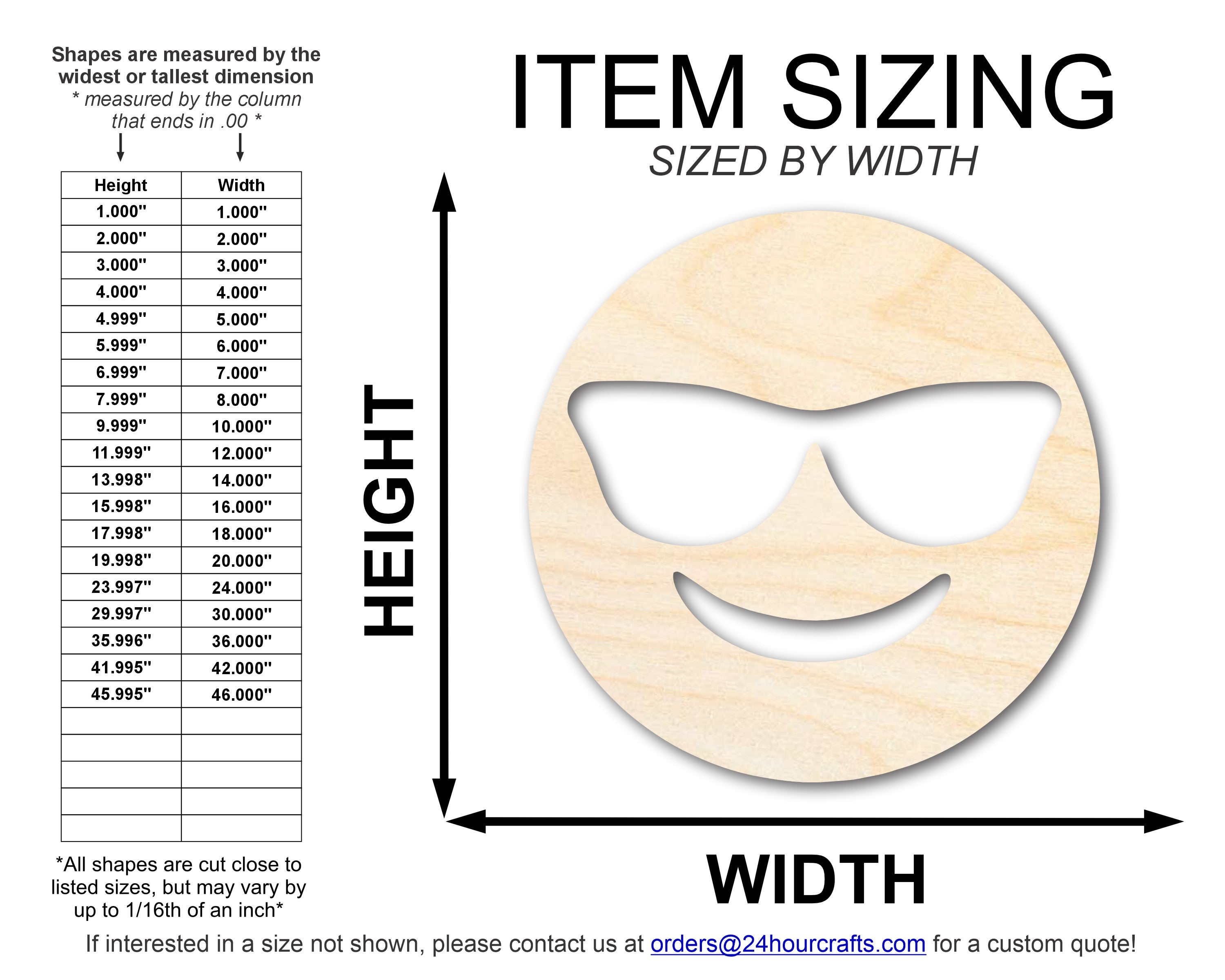 DIY Unfinished Baltic Birch Sunglass Face Shape Cutouts - Up to 46 Sizes