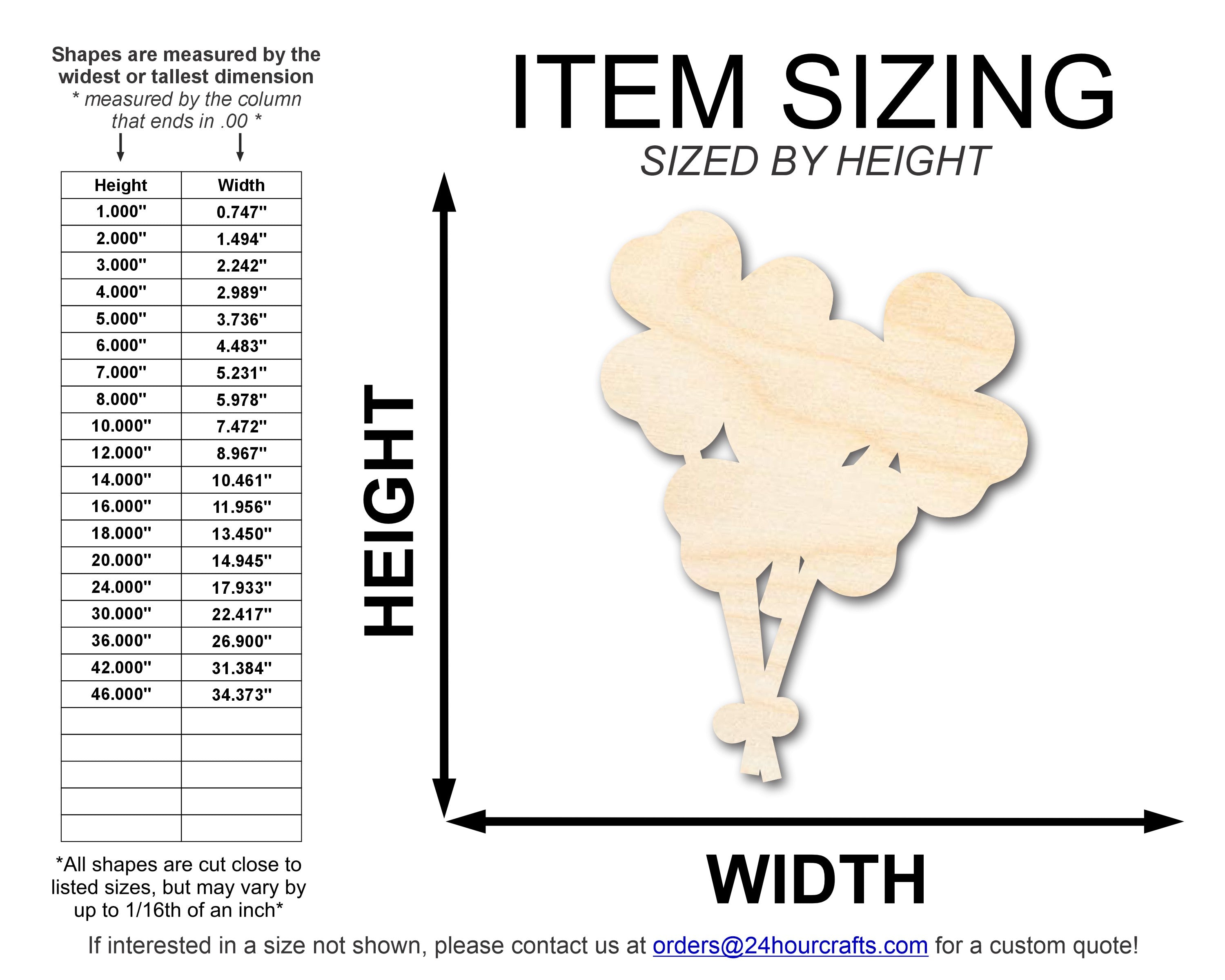 Unfinished Baltic Birch Shamrock Balloons DIY Craft Cutouts up to 46 Inches