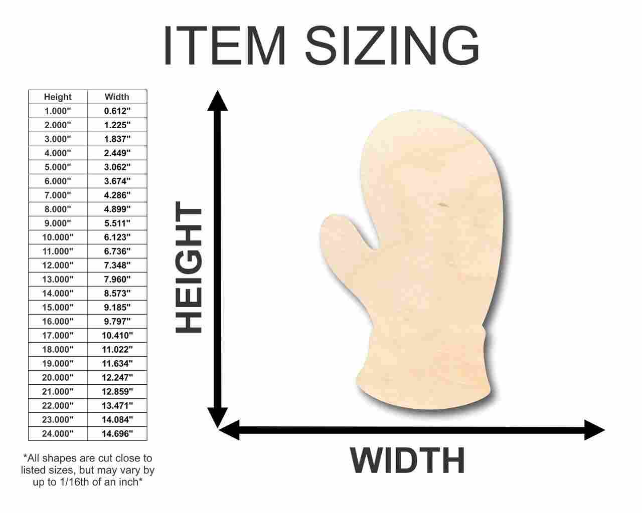 DIY Winter Unfinished Wood Mitten Shapes - Up to 46 Pieces