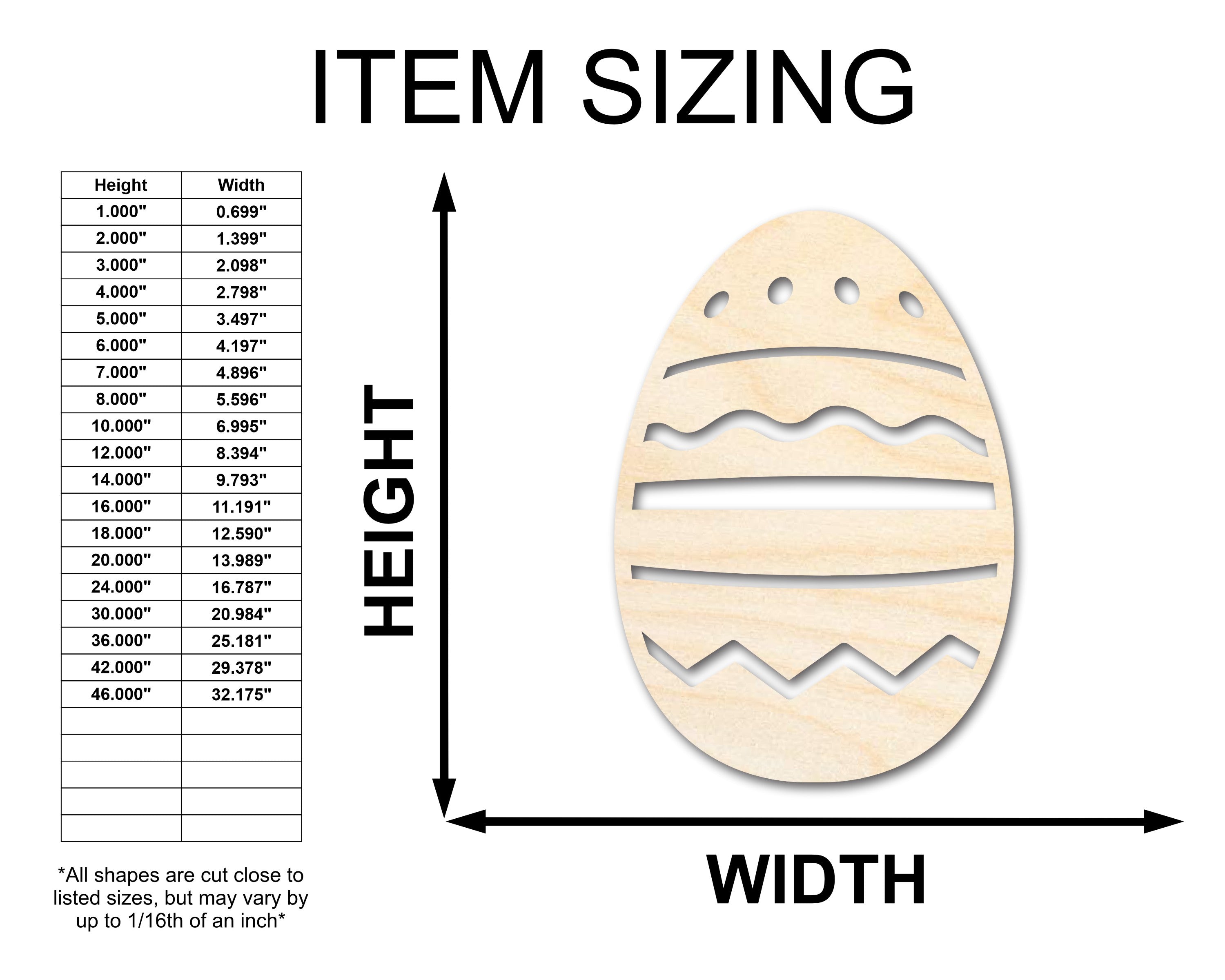 Unfinished Wood Striped Easter Egg Shape Craft Items for Up to 46 DIY Projects
