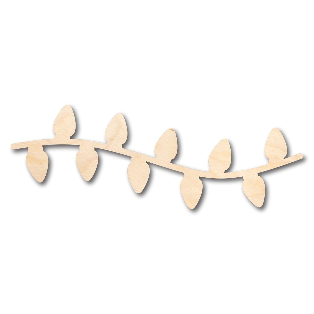 DIY Unfinished Christmas Wood String of Lights Shapes - Up to 24 Inches