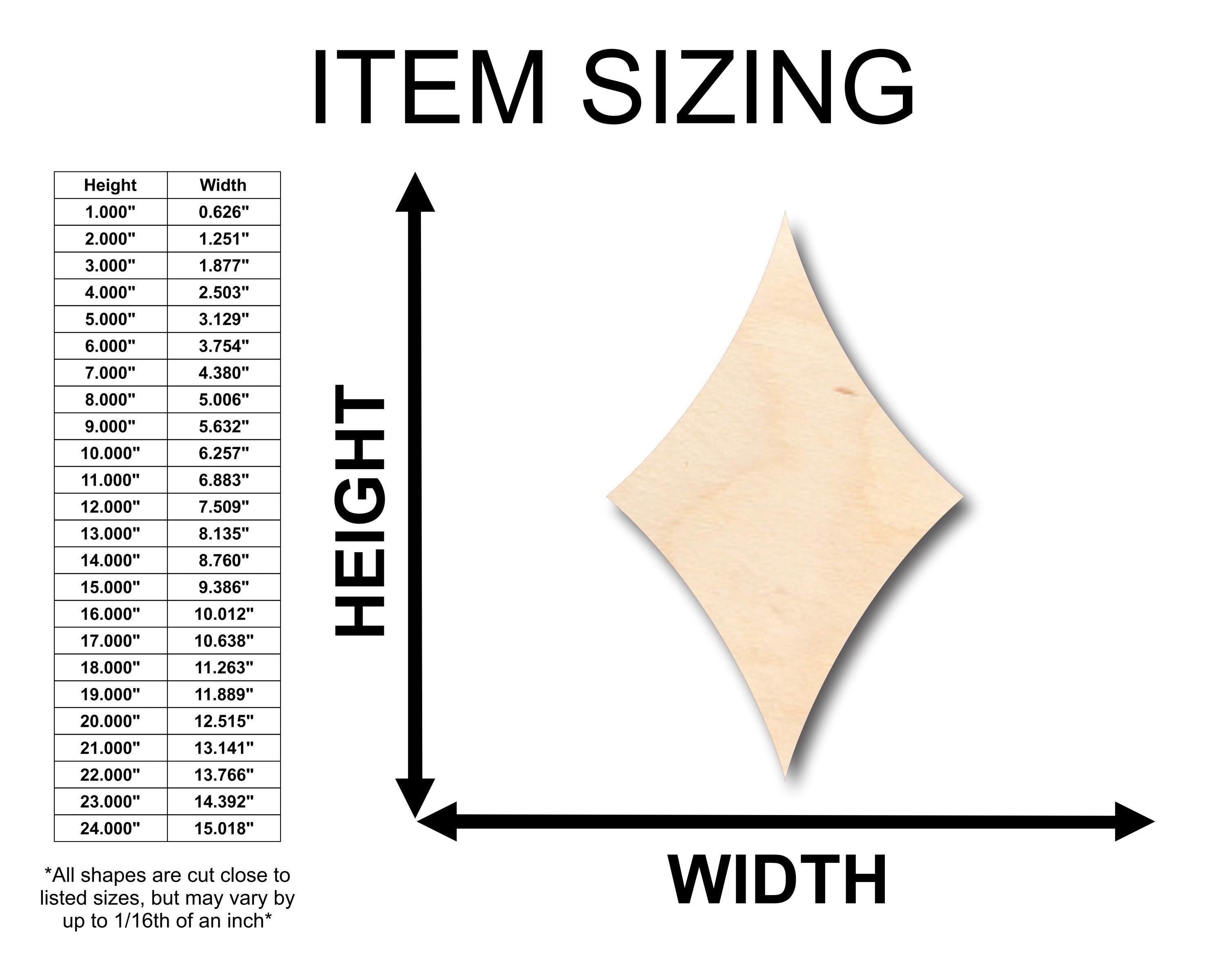 Unfinished Baltic Birch Wood Curved Diamond Shape for DIY Craft Projects - Sizes Up to 46 Inches