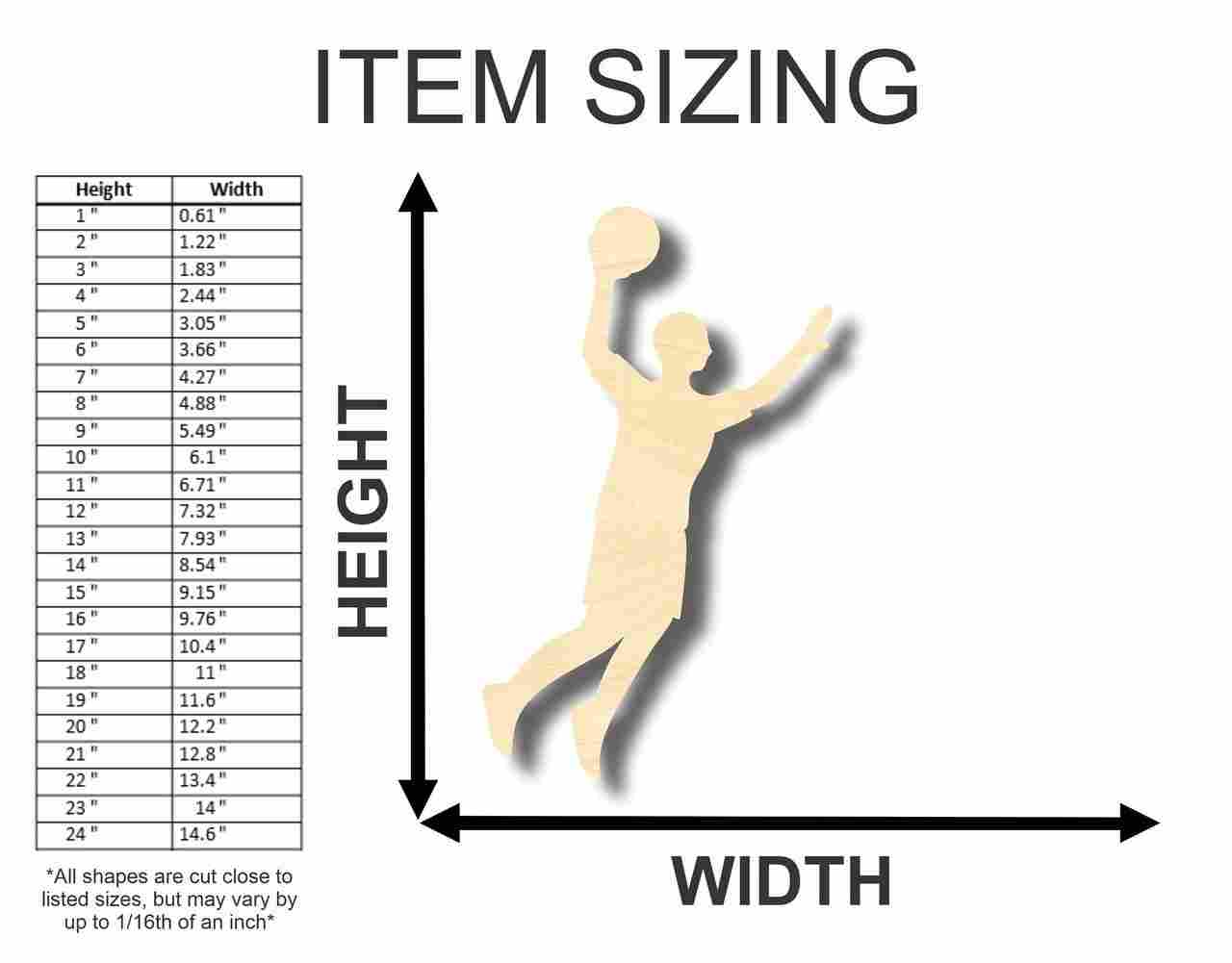 Unfinished Wood Basketball Player Shape Decoration for Kids' Sports Room - Up to 46 Inches for DIY Projects