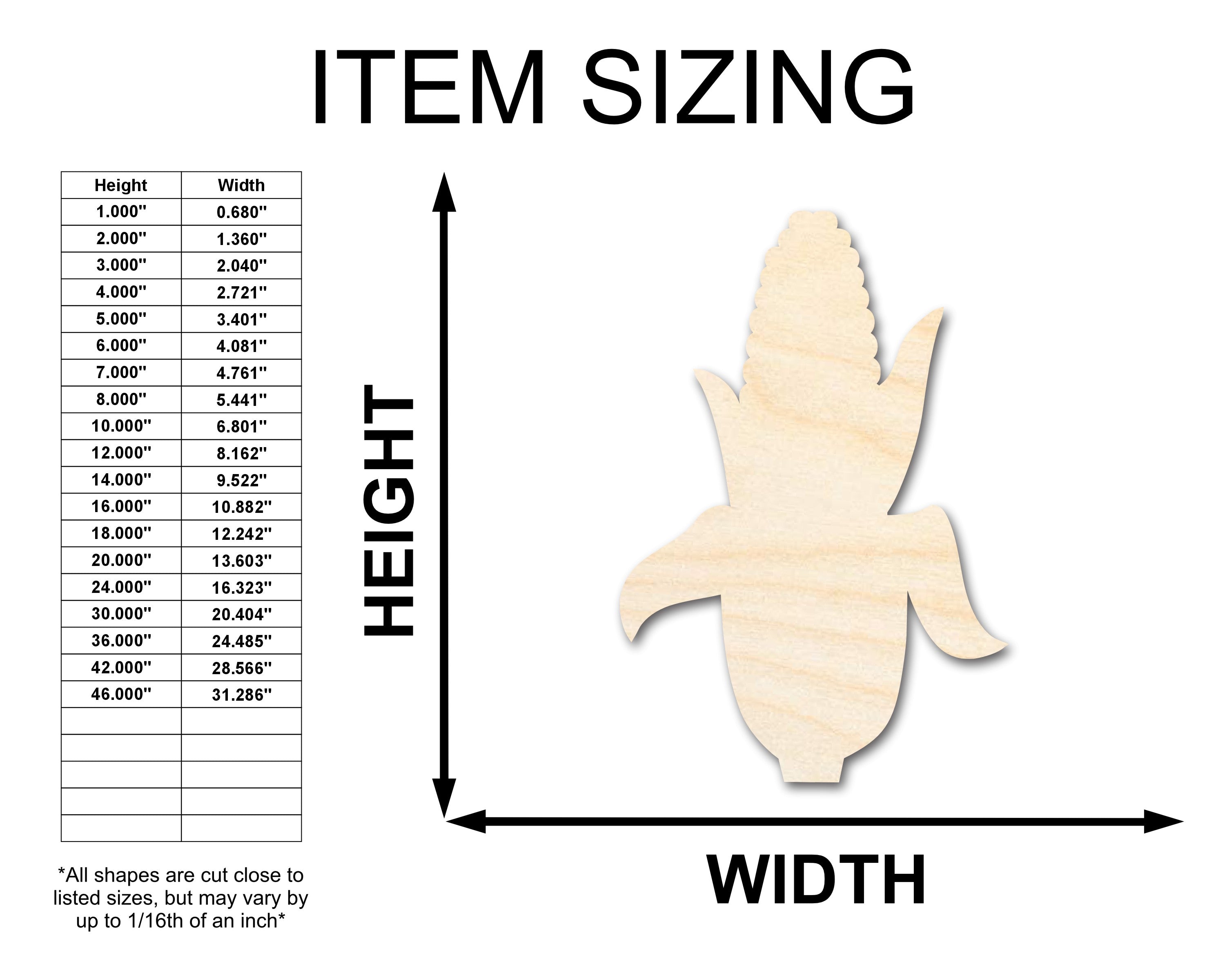 Unfinished Baltic Birch Wood Corn on the Cob Shape for Up to 46 DIY Crafts