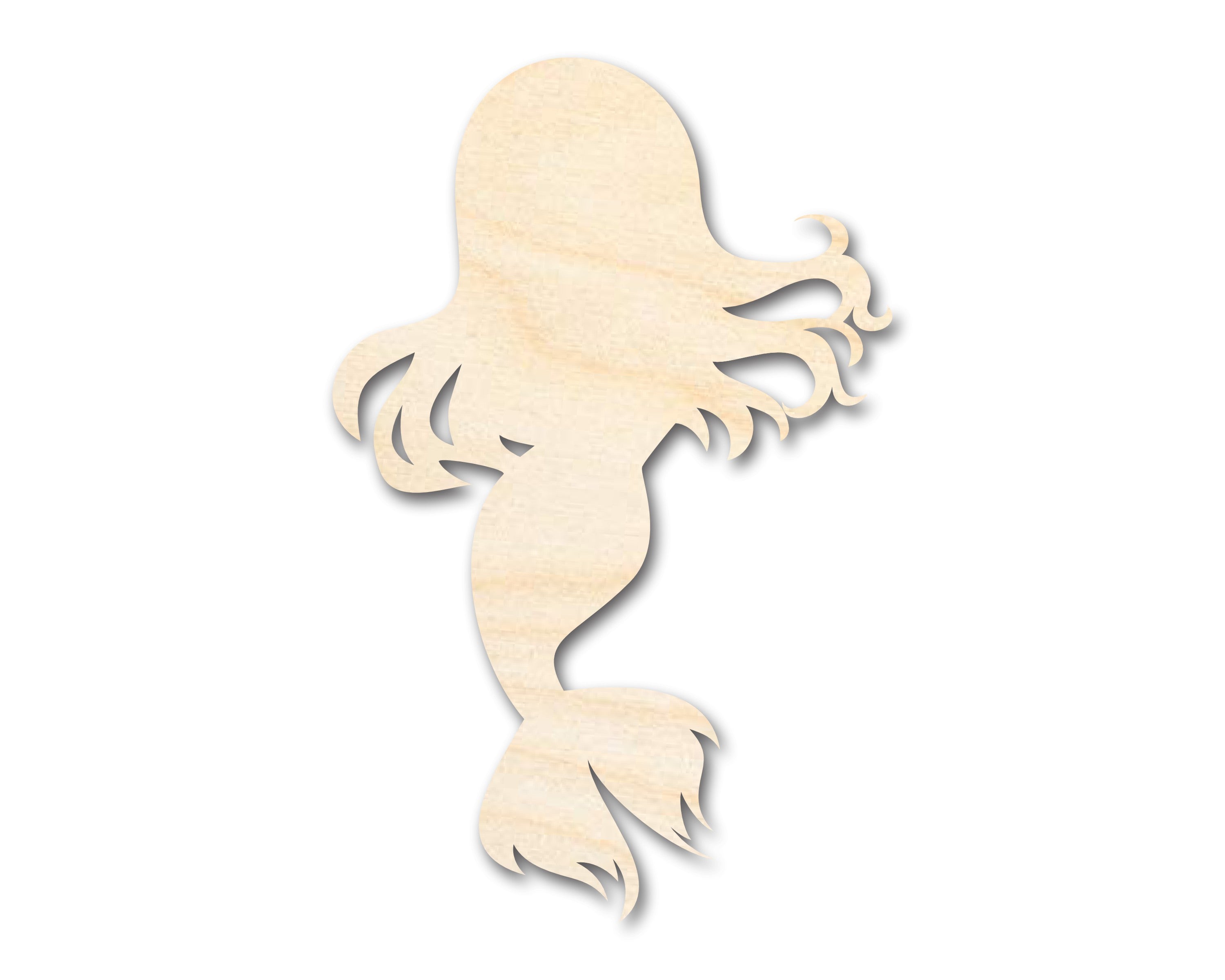 Unfinished Baltic Birch Wood DIY Craft Supplies - Adorable Mermaid Silhouette, Sizes up to 36 Inches
