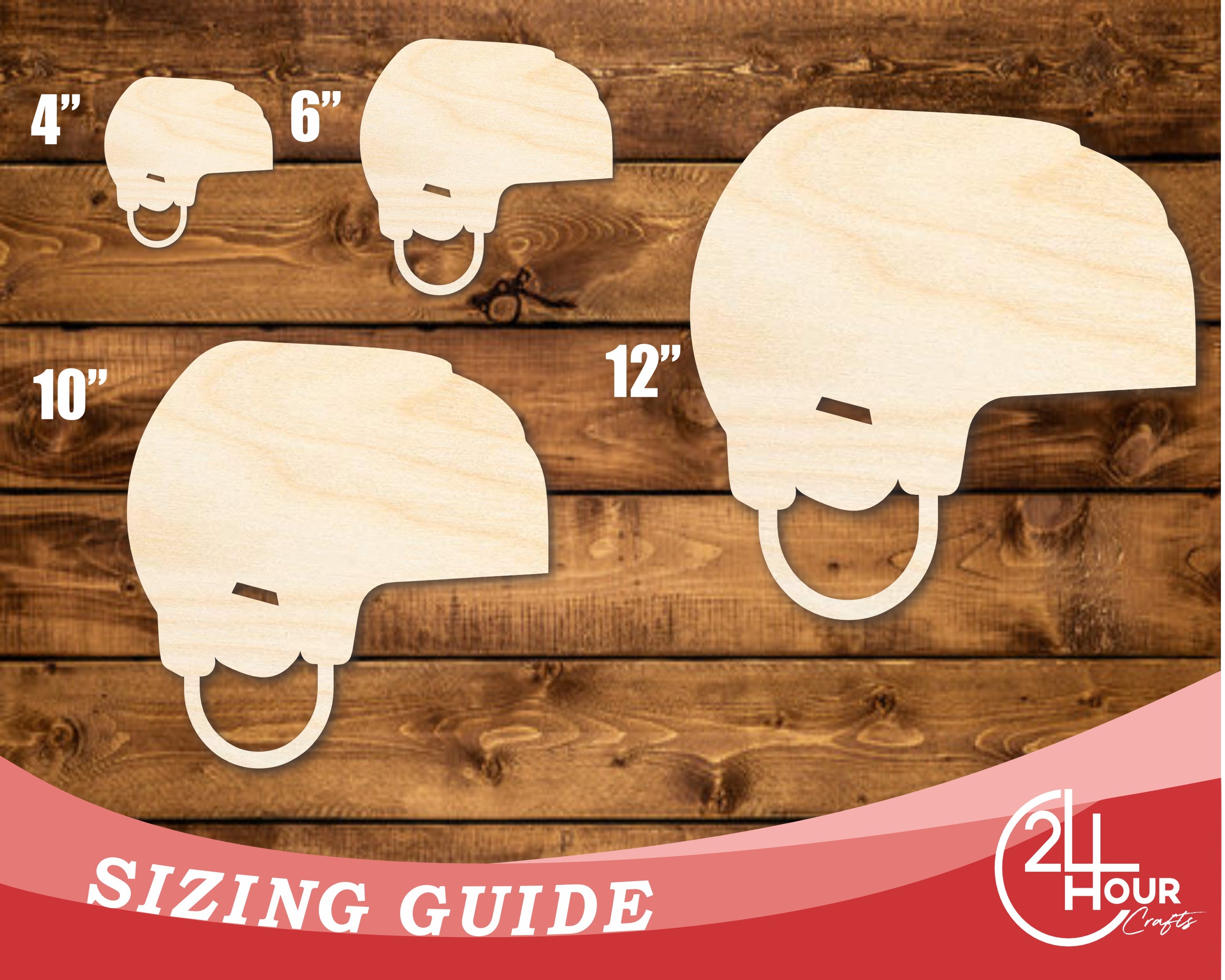 Unfinished Baltic Birch Wood Cutout in Hockey Helmet Shape for DIY Crafts - Up to 46 Inches for 24+ DIY Projects