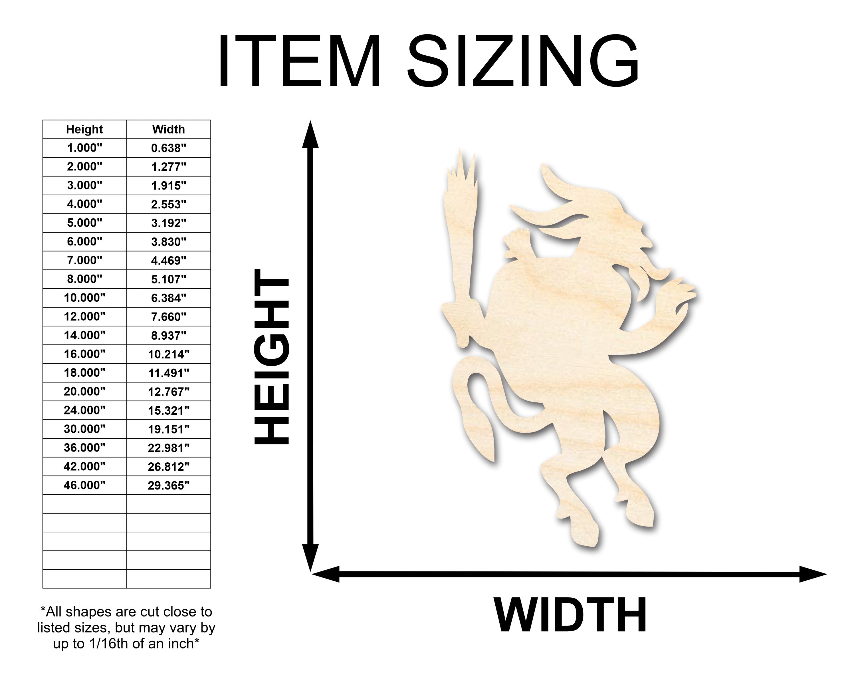 DIY Unfinished Baltic Birch Krampus Shape Craft Cutout up to 46 Inches