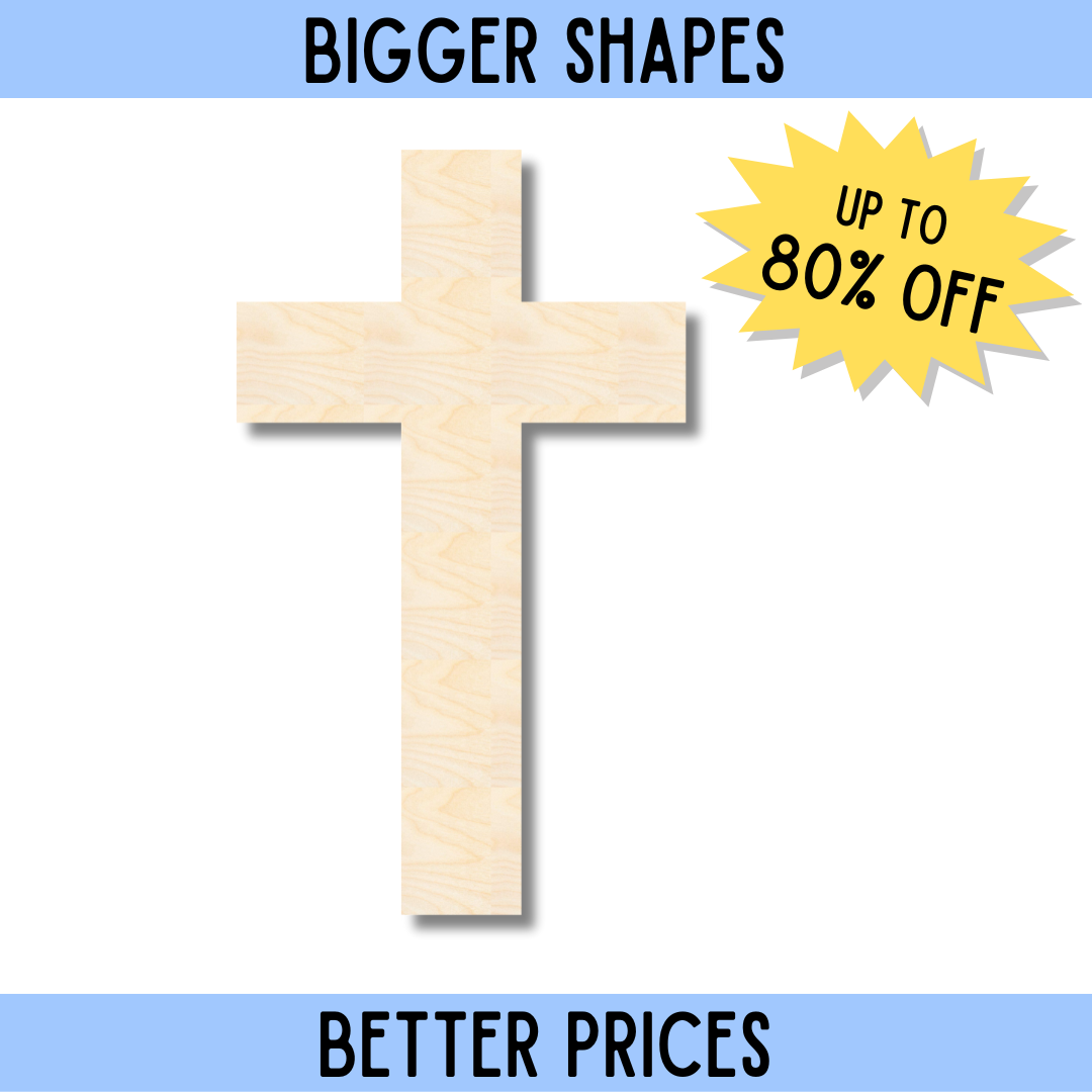 Bigger and Superior Unfinished Wood Tall Cross Shape for DIY Craft Cutouts