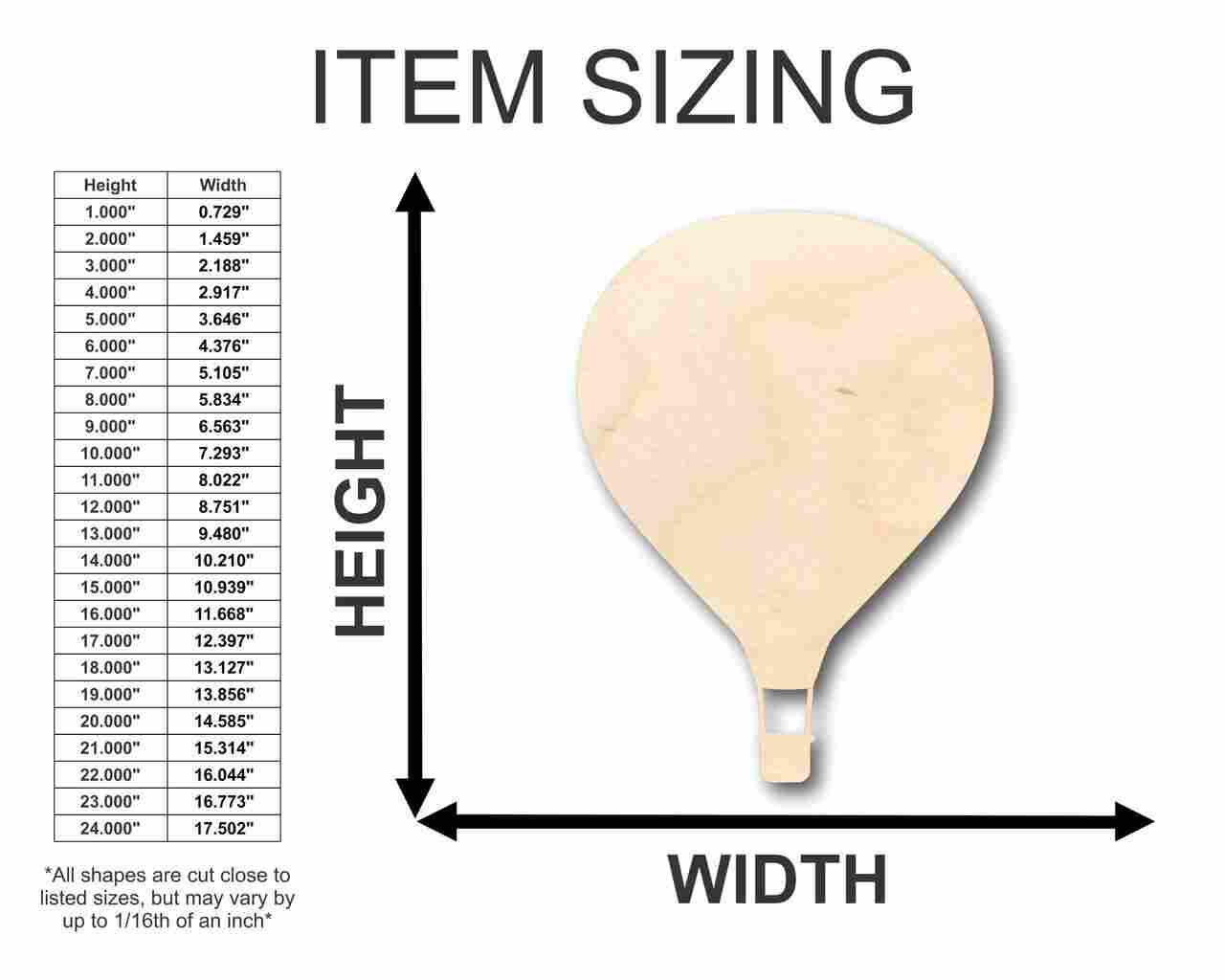 DIY Unfinished Wood Hot Air Balloon Shape for Crafts, Up to 46