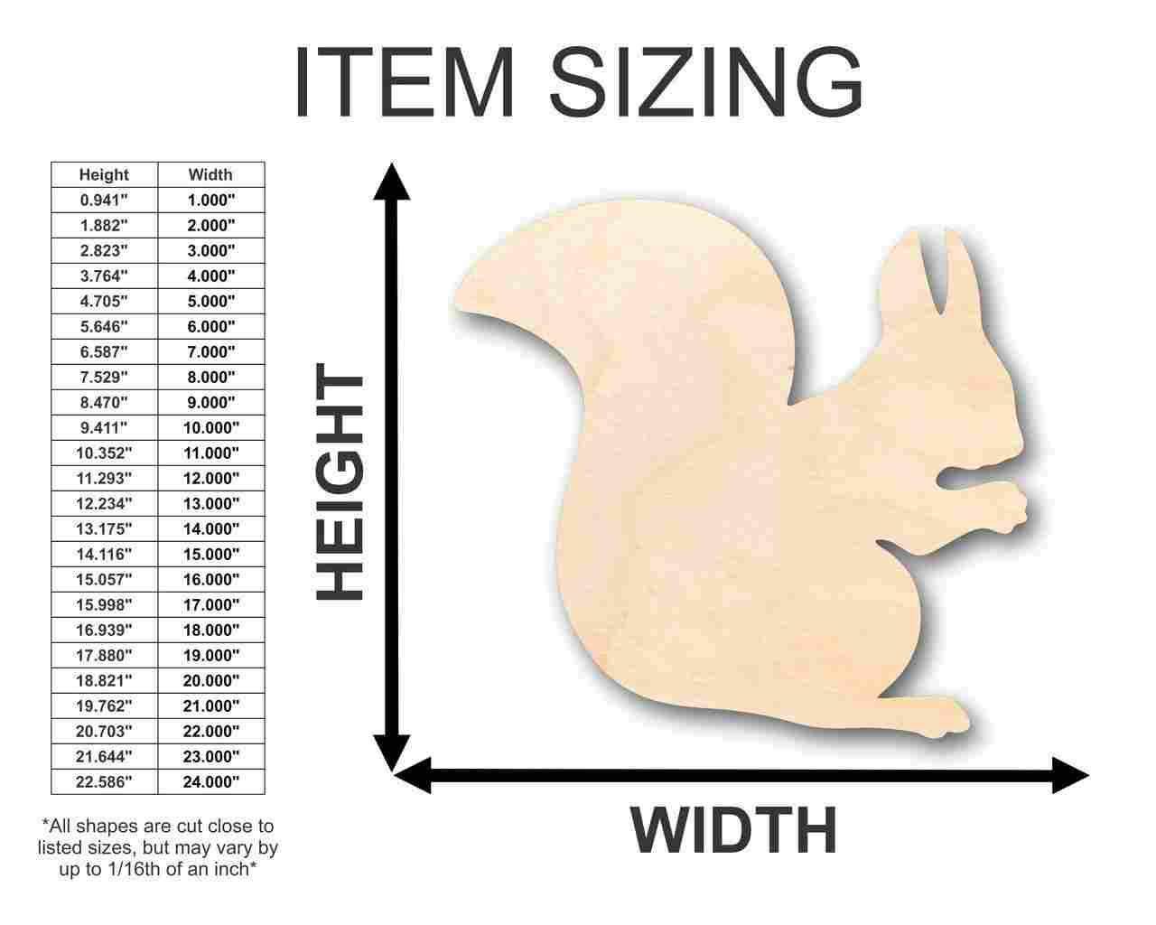 DIY Unfinished Wood Squirrel Shape Animal Craft up to 24 Inches