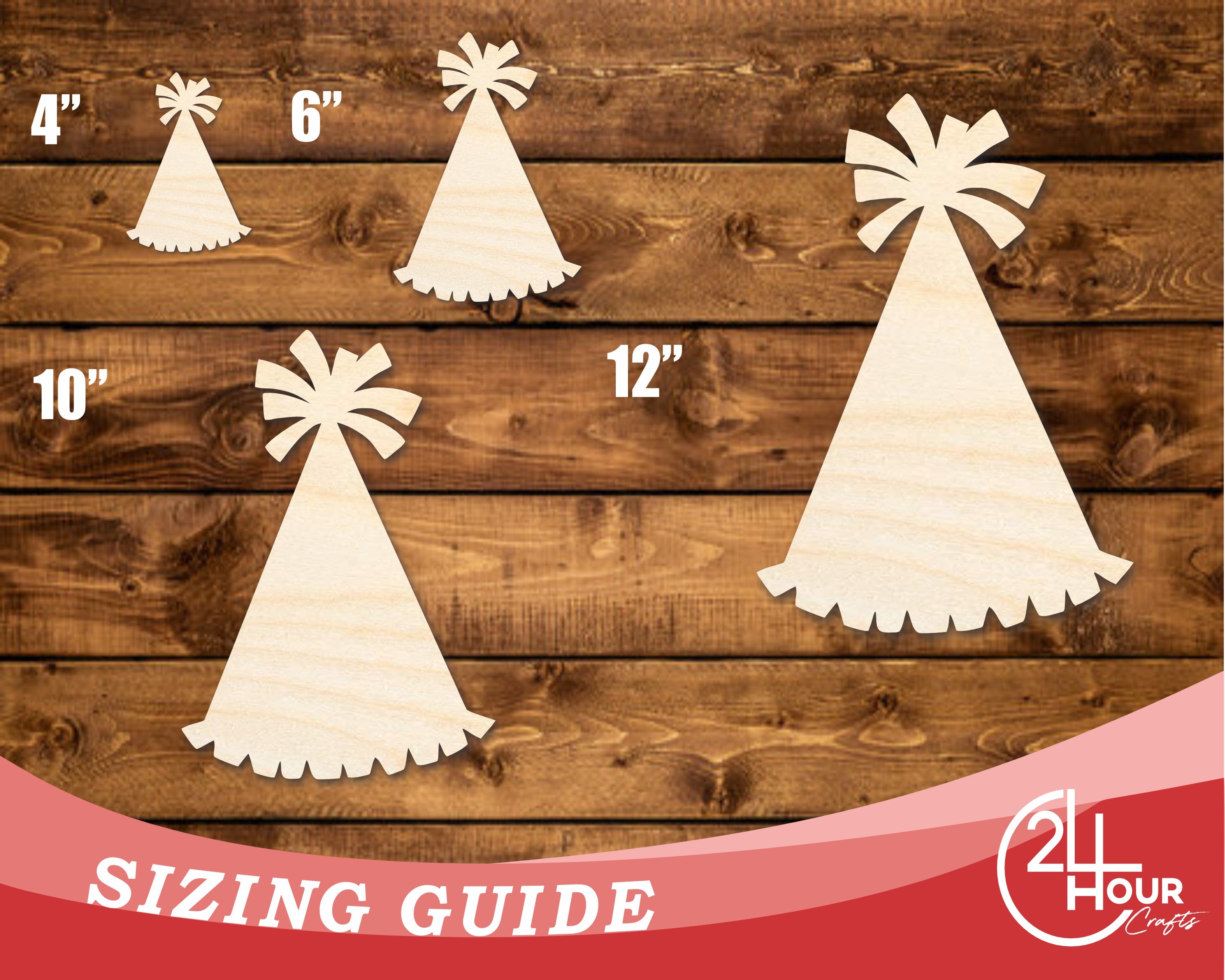 Unfinished Baltic Birch Wood Party Hat Shaped DIY Craft Cutouts - Up to 46 Inches for Multiple DIY Projects