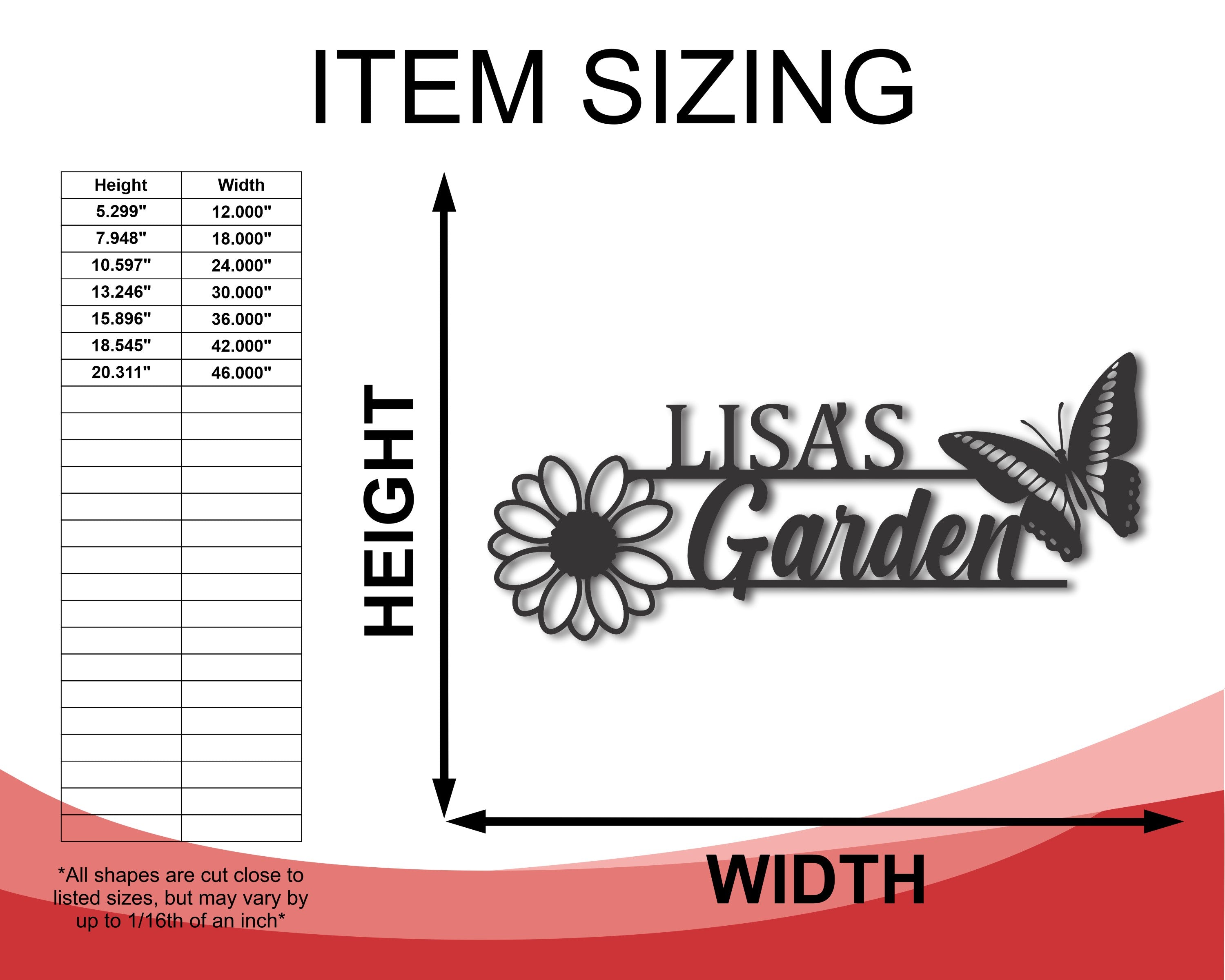 Personalized Metal Garden Sign with Floral Butterfly Design | Up to 46 Inches | 20+ Color Options