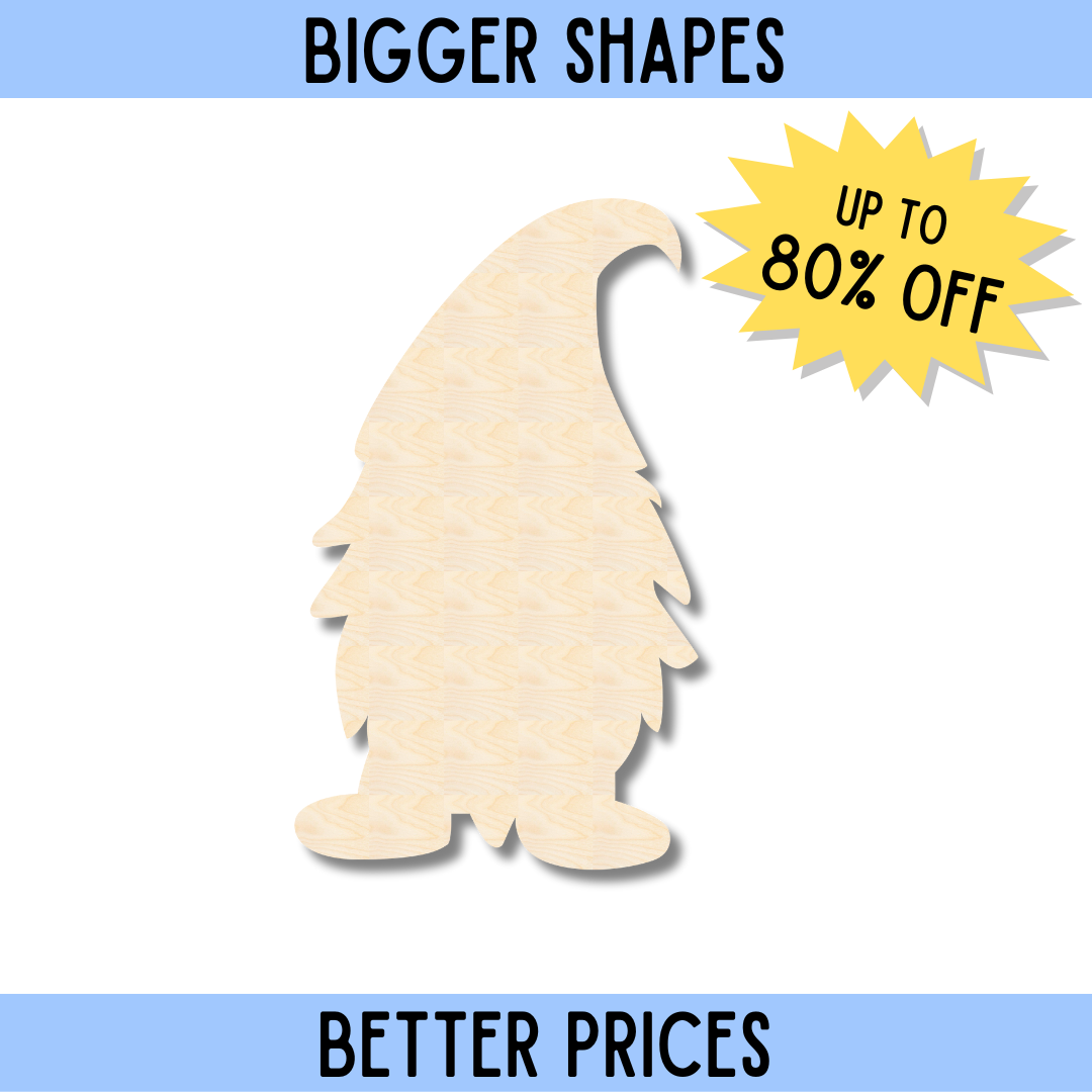 High - Quality Unfinished Wood Cutout for DIY Crafts: Male Gnome Silhouette - Bigger and Better Design