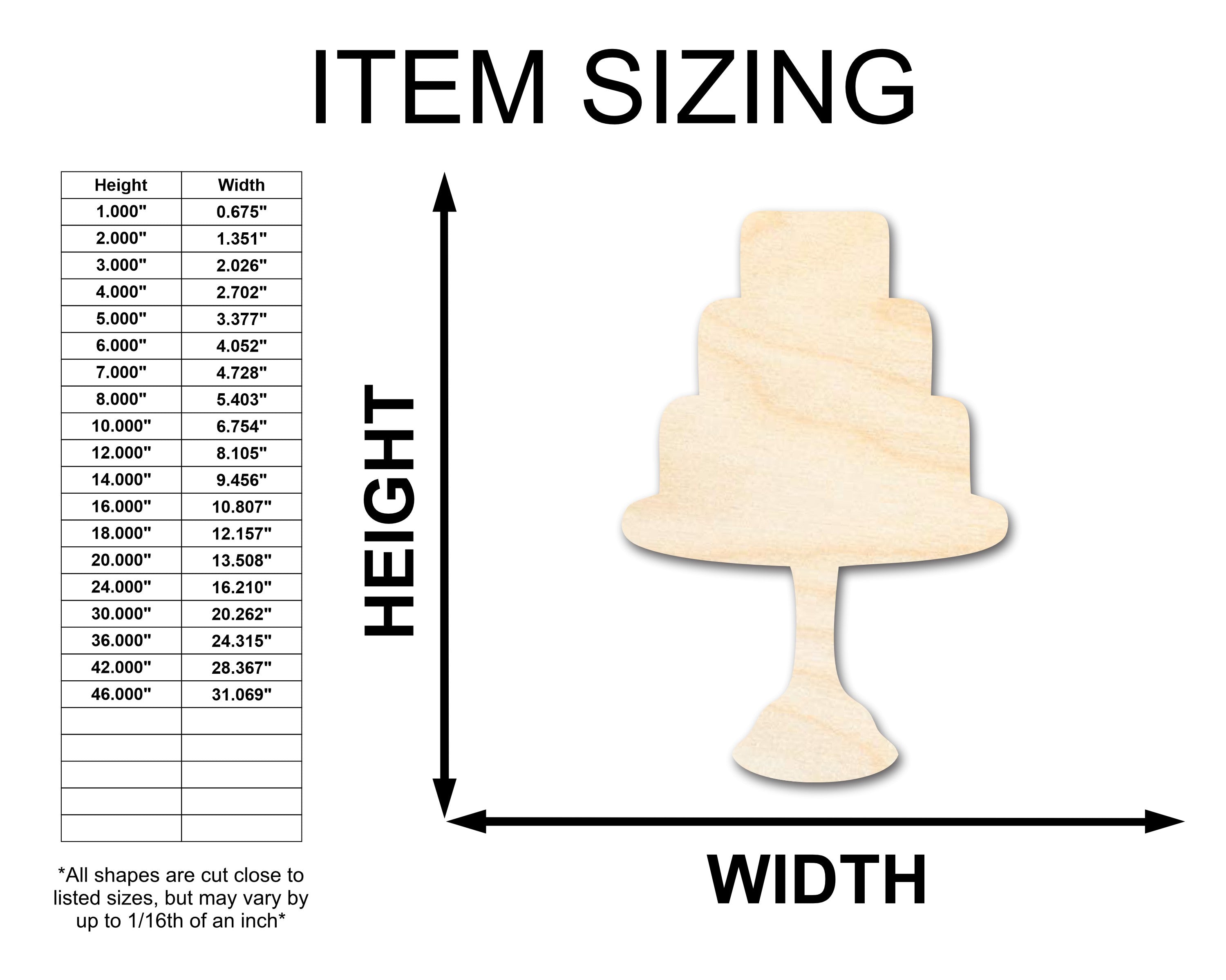 Unfinished Craft Wood Tiered Cake Shape - Ideal for DIY Projects, Sizes up to 46 Inches