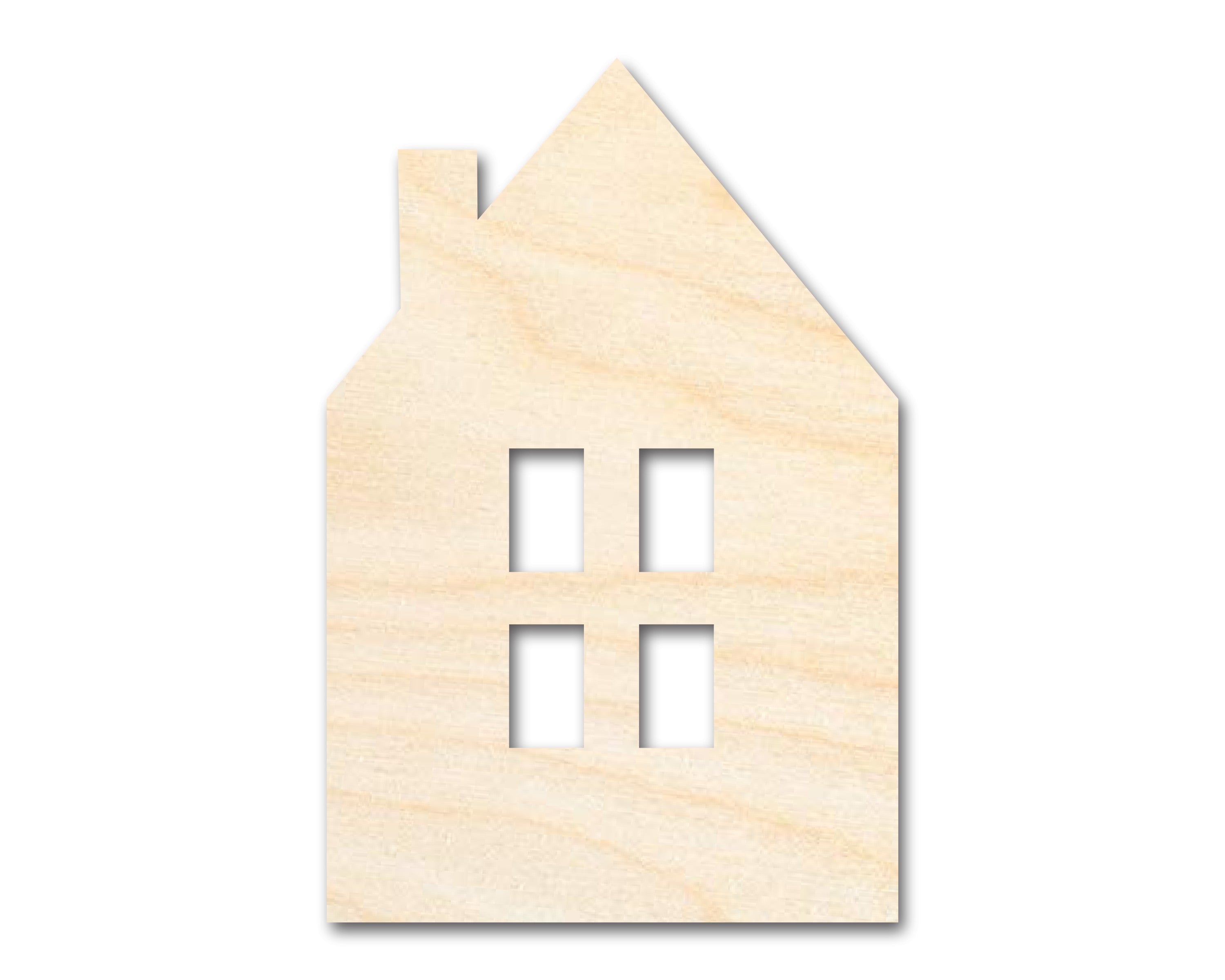 Unfinished Wood House Window Silhouette DIY Craft Cutout - Ideal for Creative Projects, Sizes Up to 36 Inches