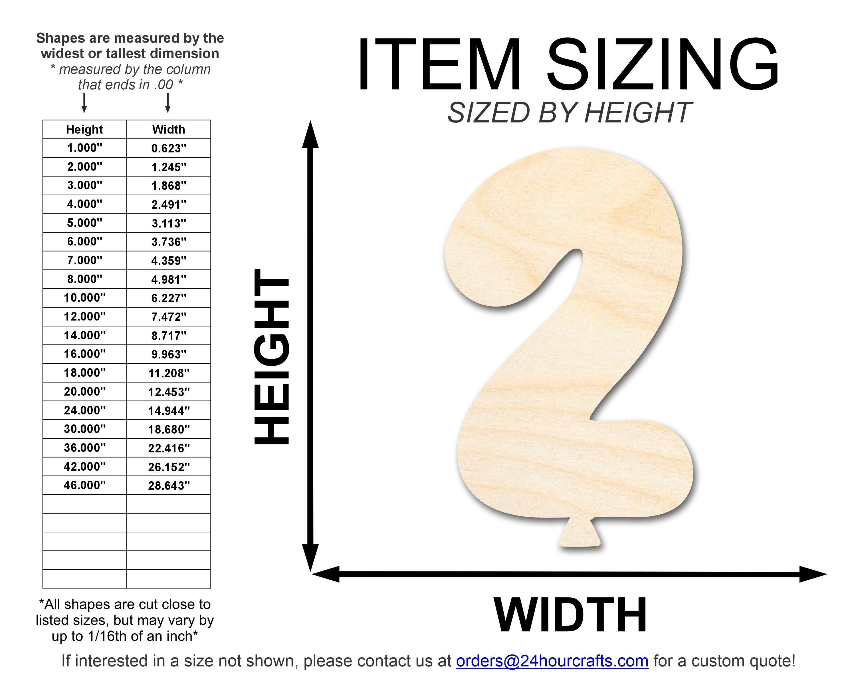 Unfinished Baltic Birch DIY Craft Cutout: Balloon Number 2 Shape up to 46"