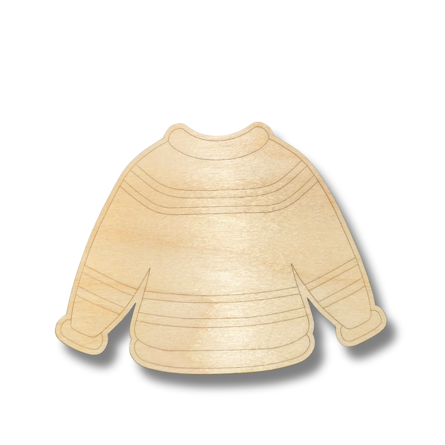 Unfinished DIY Wood Etched Sweater Shape for Paint By Line Crafts, Up to 30 Pieces Available