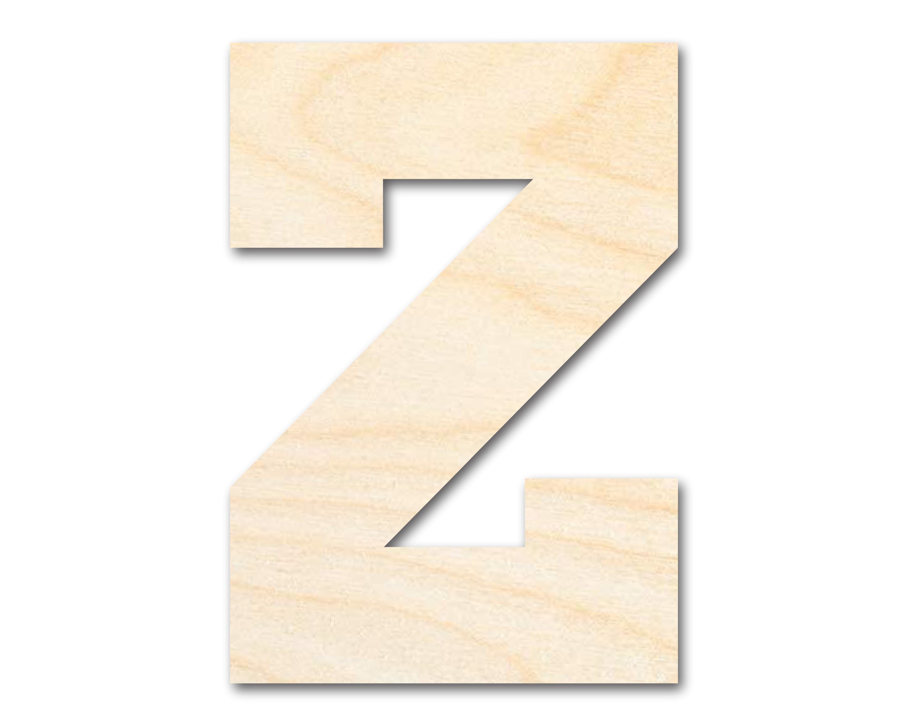 Unfinished Baltic Birch Varsity Team Z - Shape DIY Craft Cutouts up to 46