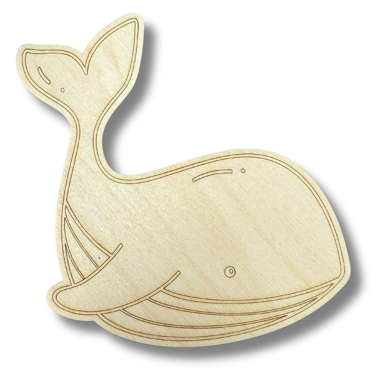 Unfinished DIY Wood Crafts - Etched Whale Shape for Line-by-Line Painting, Available in Sizes up to 30 Inches