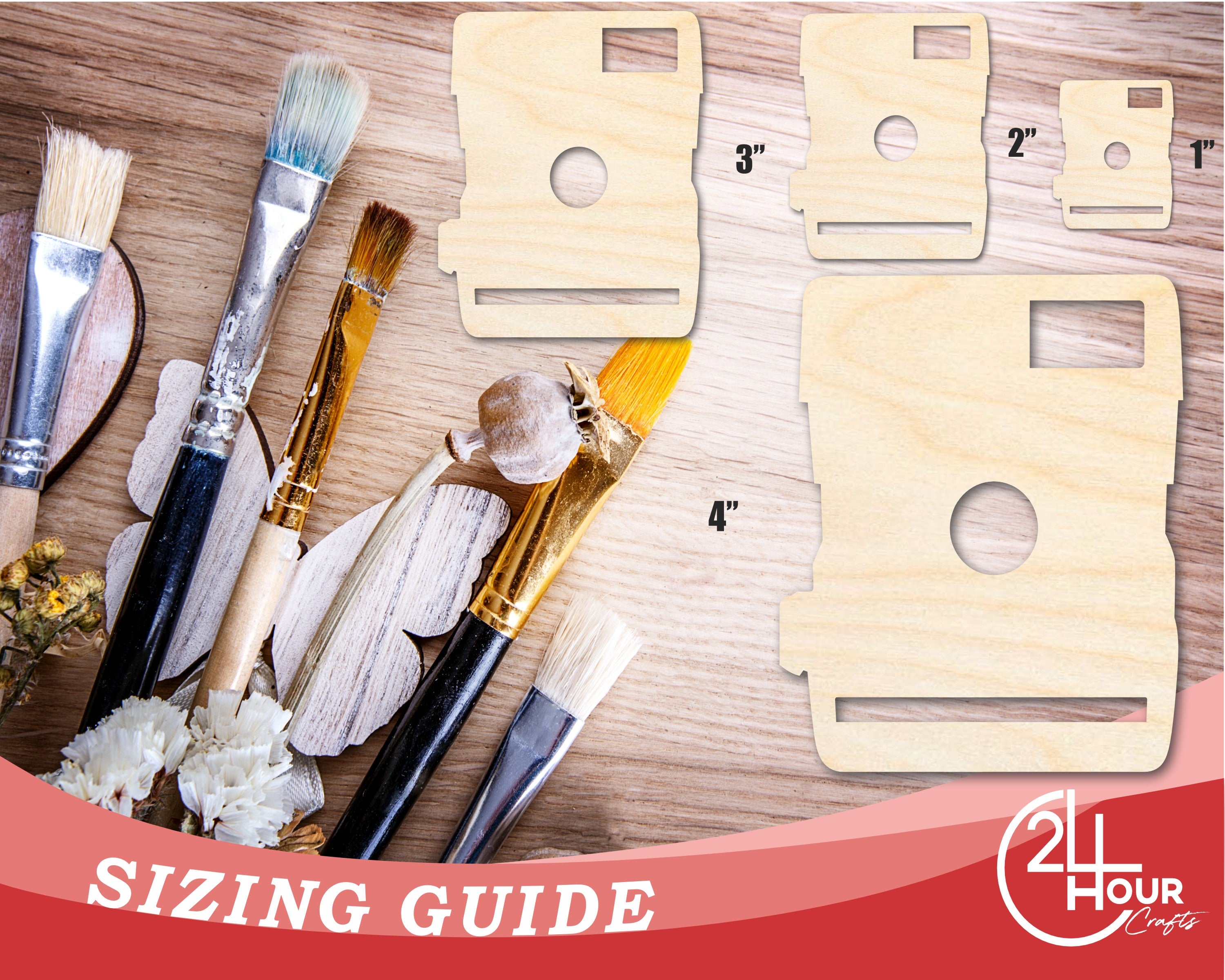 Unfinished Vintage-Style Camera Shape Wood Craft Cutout for Up to 46 DIY Projects