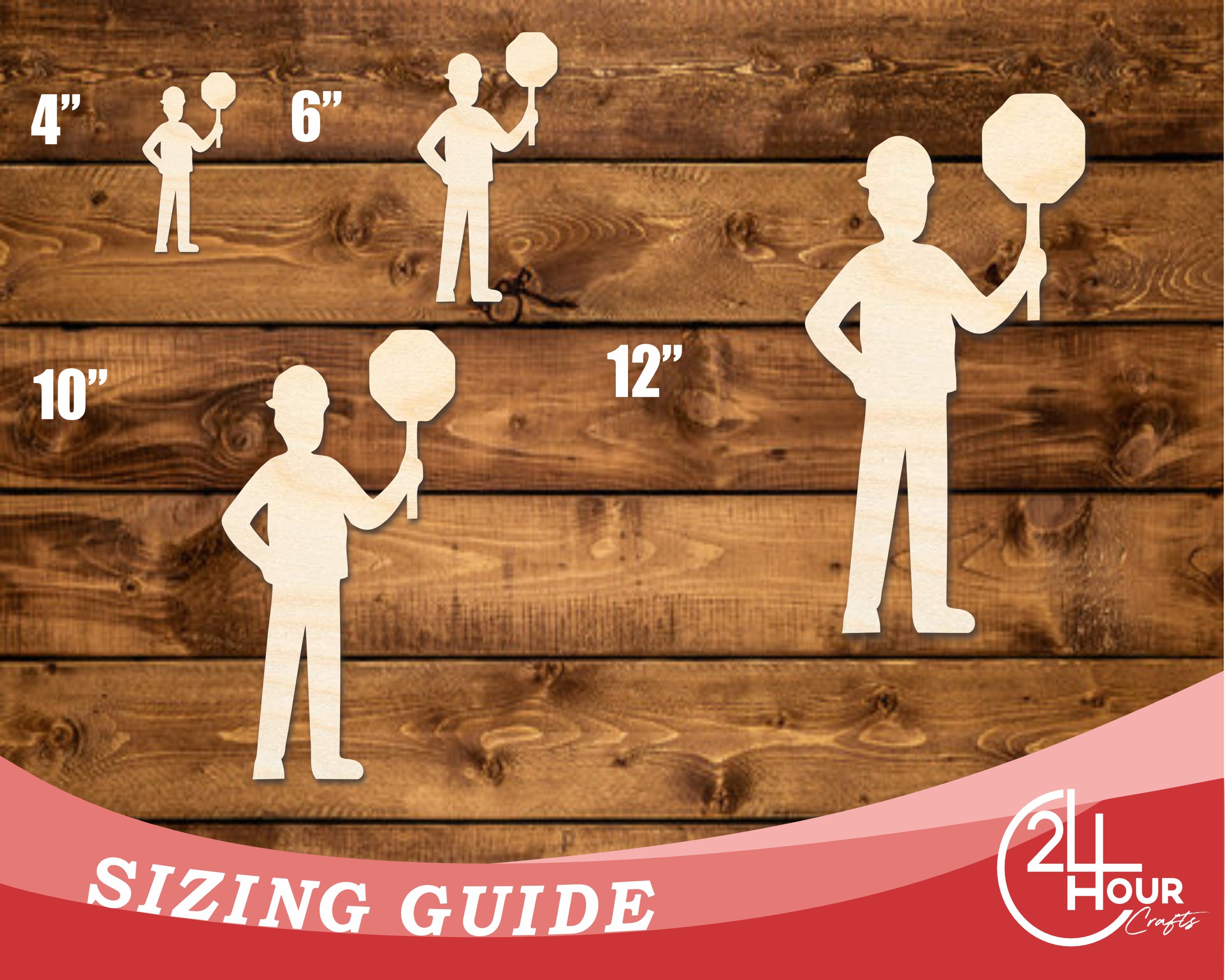 Unfinished DIY Craft Cutout of Wood Stop Sign Worker Shape | Up to 46 Inches for Multiple DIY Projects