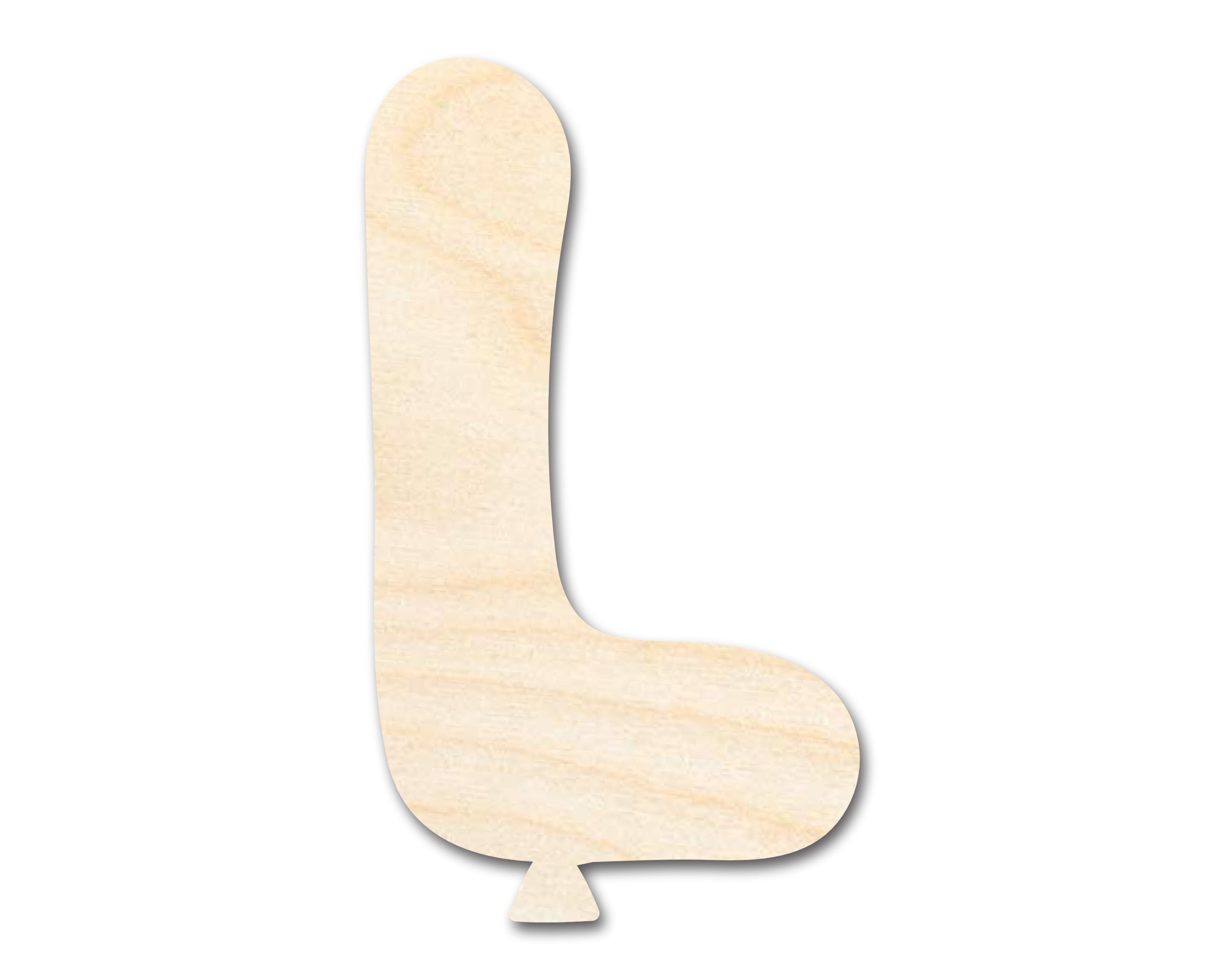 Unfinished Baltic Birch Wood Balloon Letter L - Shaped DIY Craft Cutouts, Available in Sizes Up to 46 Inches for Multiple DIY Projects