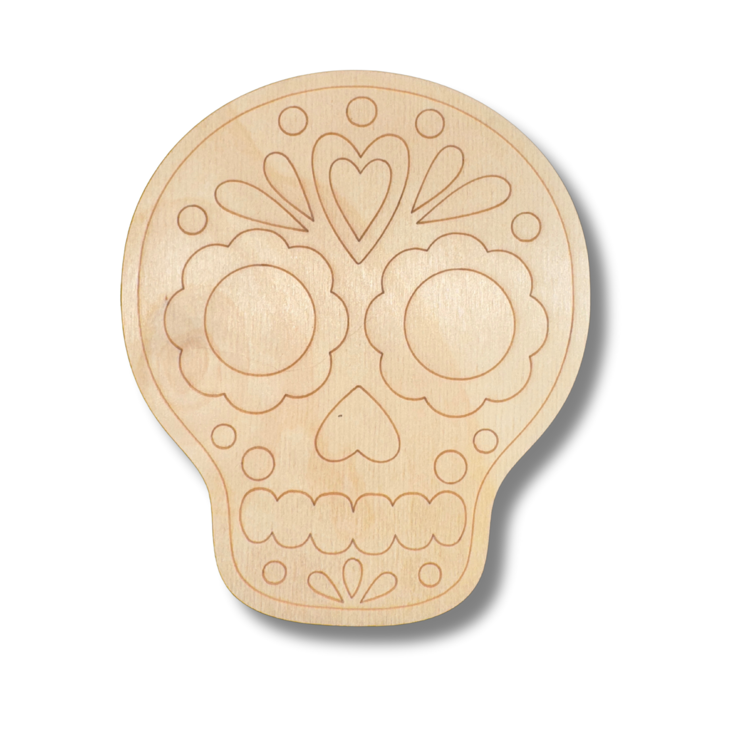 Unfinished Laser - Etched Wood Sugar Skull Shapes for Line - by - Line Painting Crafts, Suitable for Up to 30 DIY Projects
