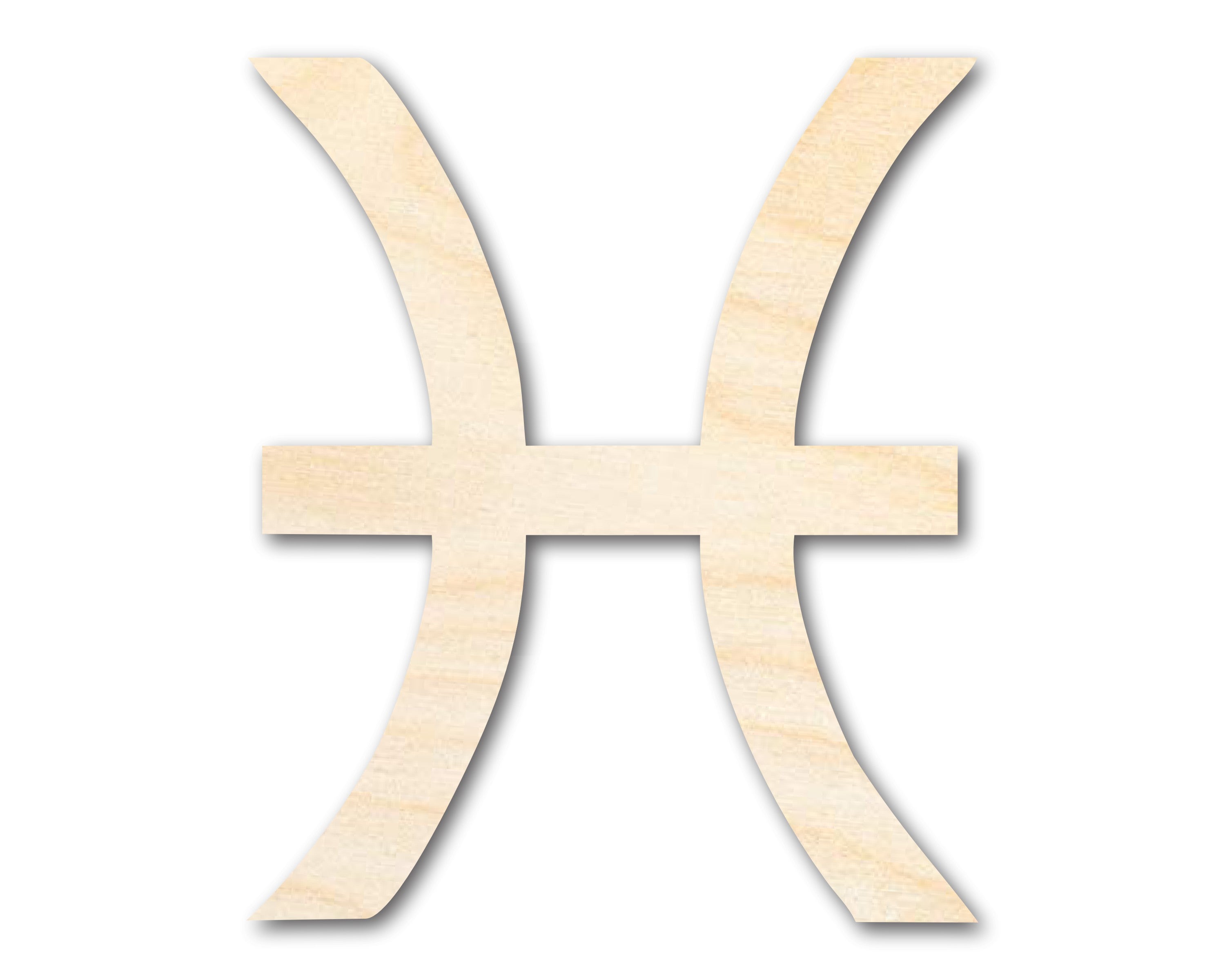 Unfinished Sanded Wood Pisces Zodiac Sign Shape, Up to 36 Inches