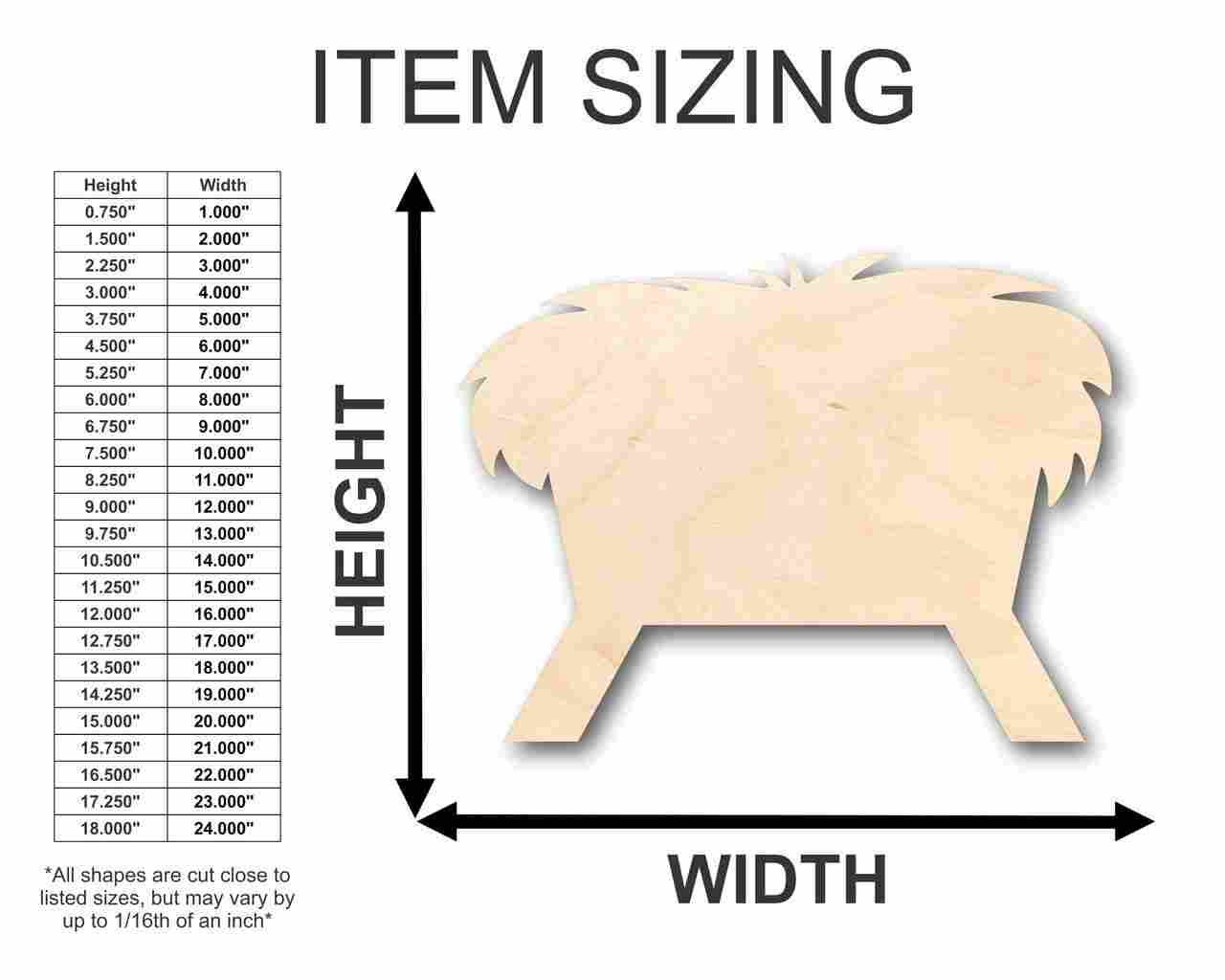 Unfinished Baltic Birch Plywood Bethlehem Manger Shape - Ideal for Christmas DIY Crafts, Sizes up to 46 Inches